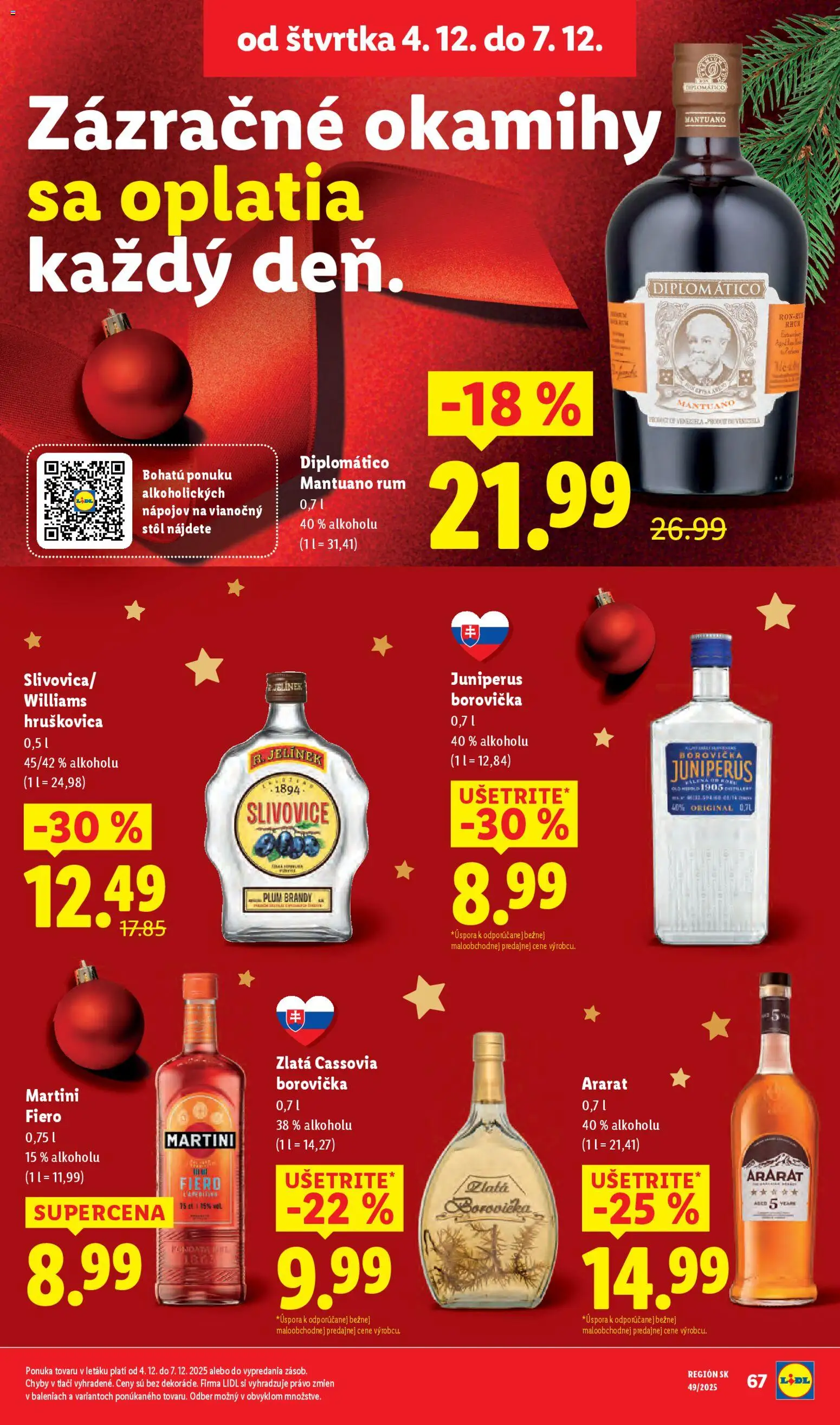 Nové Lidl akcie – leták je platný od 04.12.2025 | Strana: 21 | Produkty: Stôl, Brandy, Rum