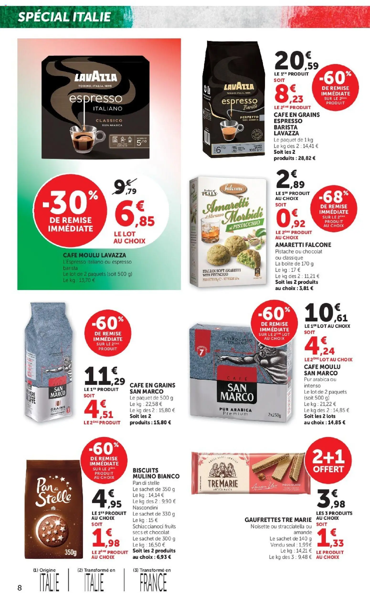 {H1} | Page: 8 | Produits: Café moulu san marco, Café moulu, Café, Biscuits