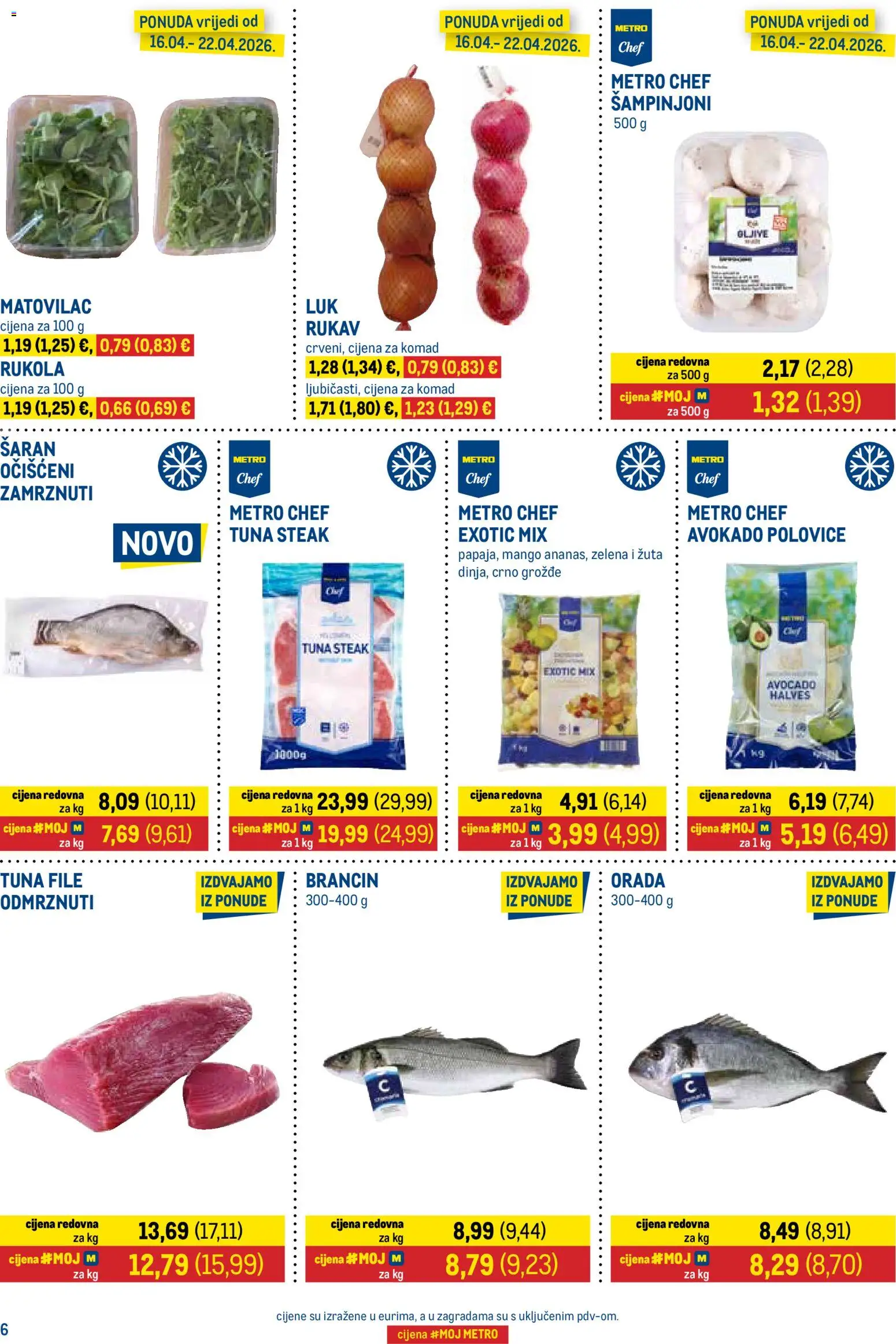 Metro katalog | vrijedi od 16.04.2026 | Stranica: 6 | Proizvodi: Avokado, Mango, Grožđe, Tuna