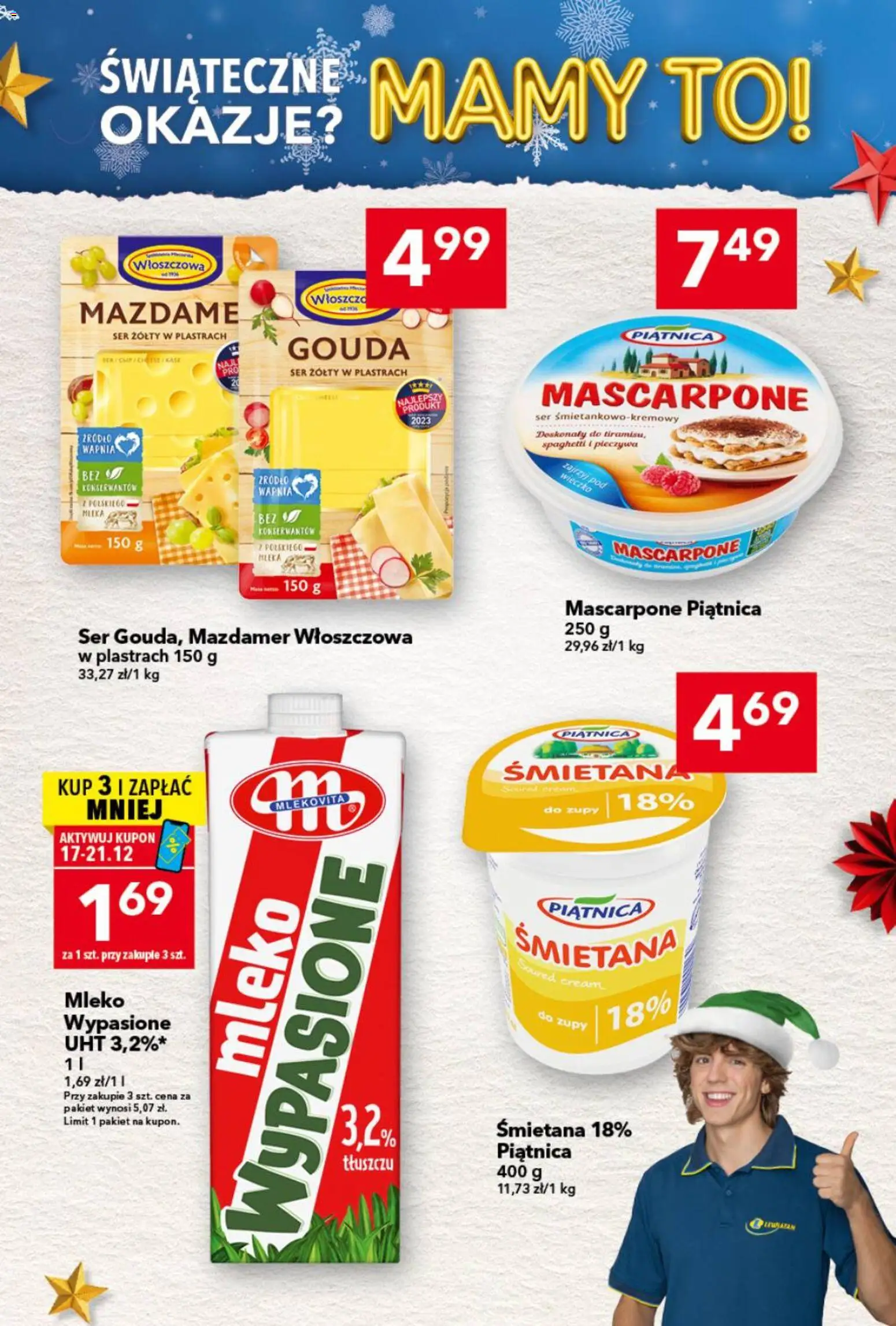 Lewiatan gazetka od 17.12.2025 | Strona: 7 | Produkty: Ser żółty, Mleko wypasione, Mascarpone, Ser