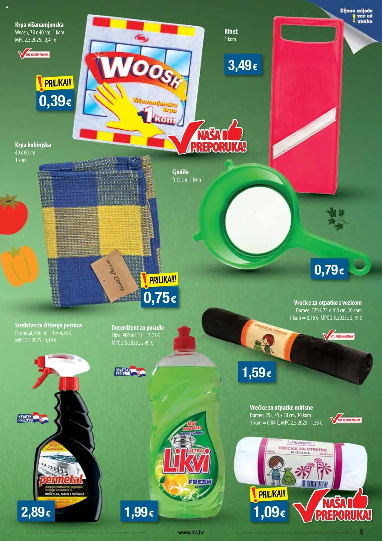 NTL katalog | vrijedi od 06.08.2025 | Stranica: 5 | Proizvodi: Ribež, Krpa, Deterdžent, Cjedilo