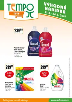 Náhled letáku Tempo leták - Tuty od 11.03.2026 | Strana: 17 | Produkty: Perwoll Black, Box, Ariel, Perwoll