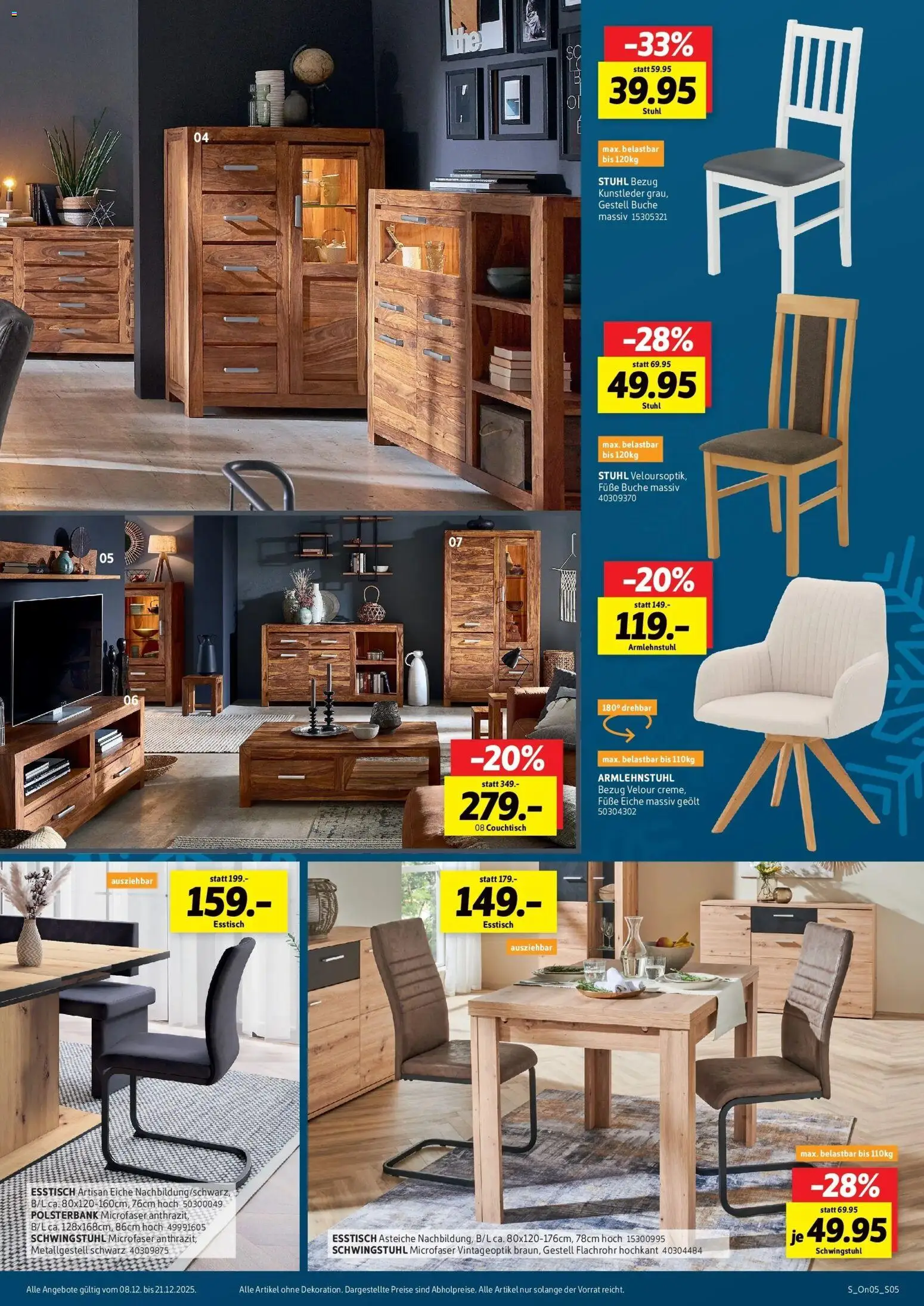 Sconto Prospekt 	 – gültig ab 08.12.2025 | Seite: 5 | Produkte: Esstisch, Couchtisch, Stuhl