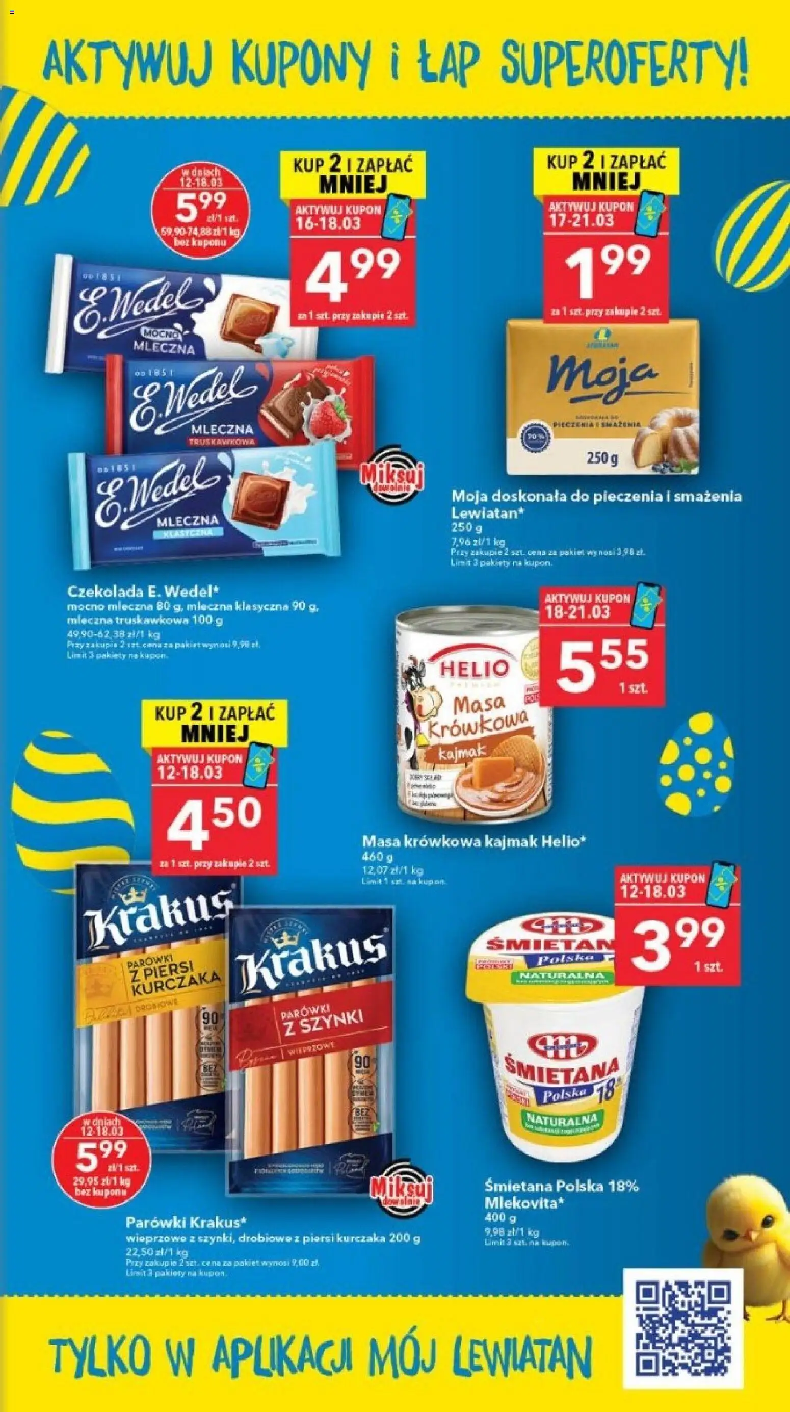 Lewiatan gazetka - Gdańsk od 12.03.2026 | Strona: 3 | Produkty: Parówki z szynki, Parówki, Kajmak, Śmietana