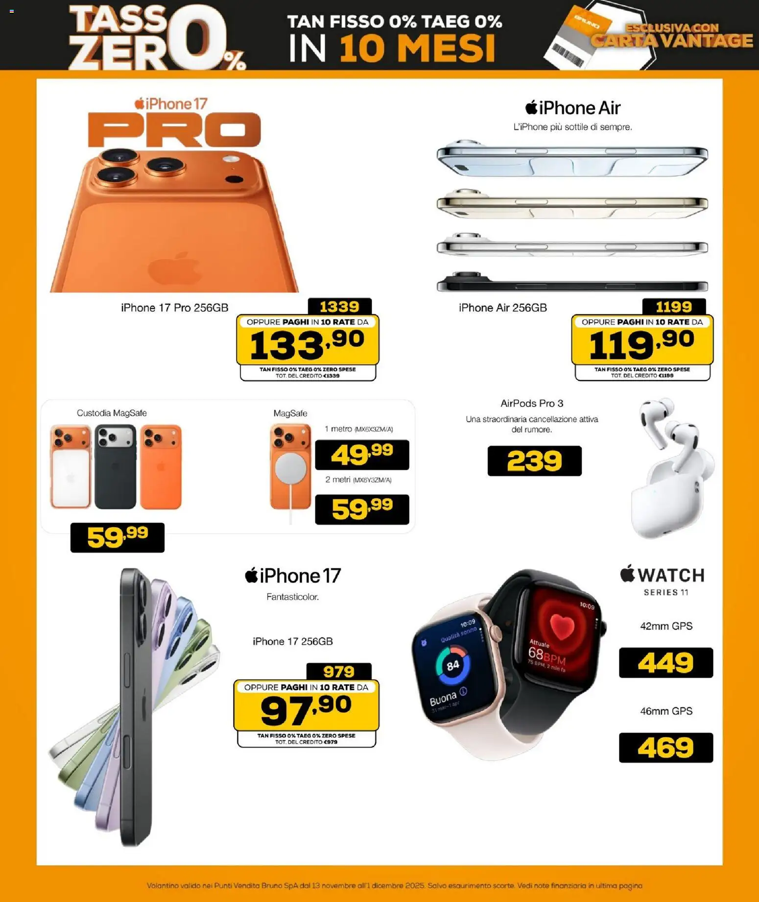 Volantino BRUNO del 13.11.2025 | Pagina: 3 | Prodotti: Iphone, Airpods