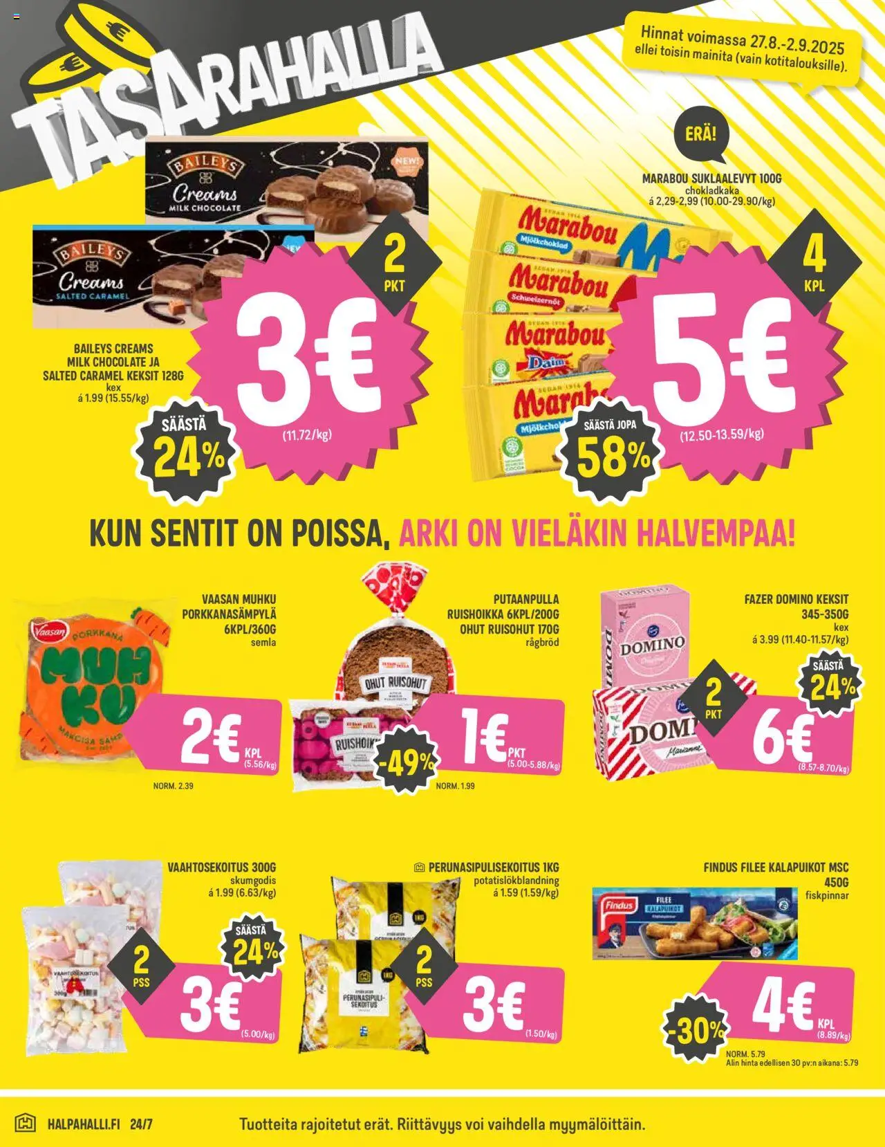  | Sivu: 4 | Tuotteet: Suklaalevyt, Voi, Porkkana, Keksit
