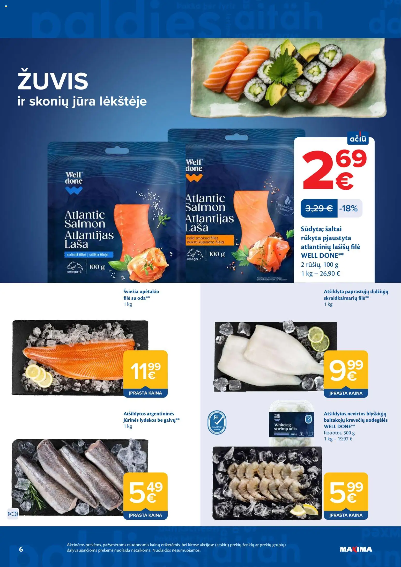 MAXIMA akcijos nuo 21.04.2026 | Puslapis: 6 | Prekių: Lašišų filė, Žuvis