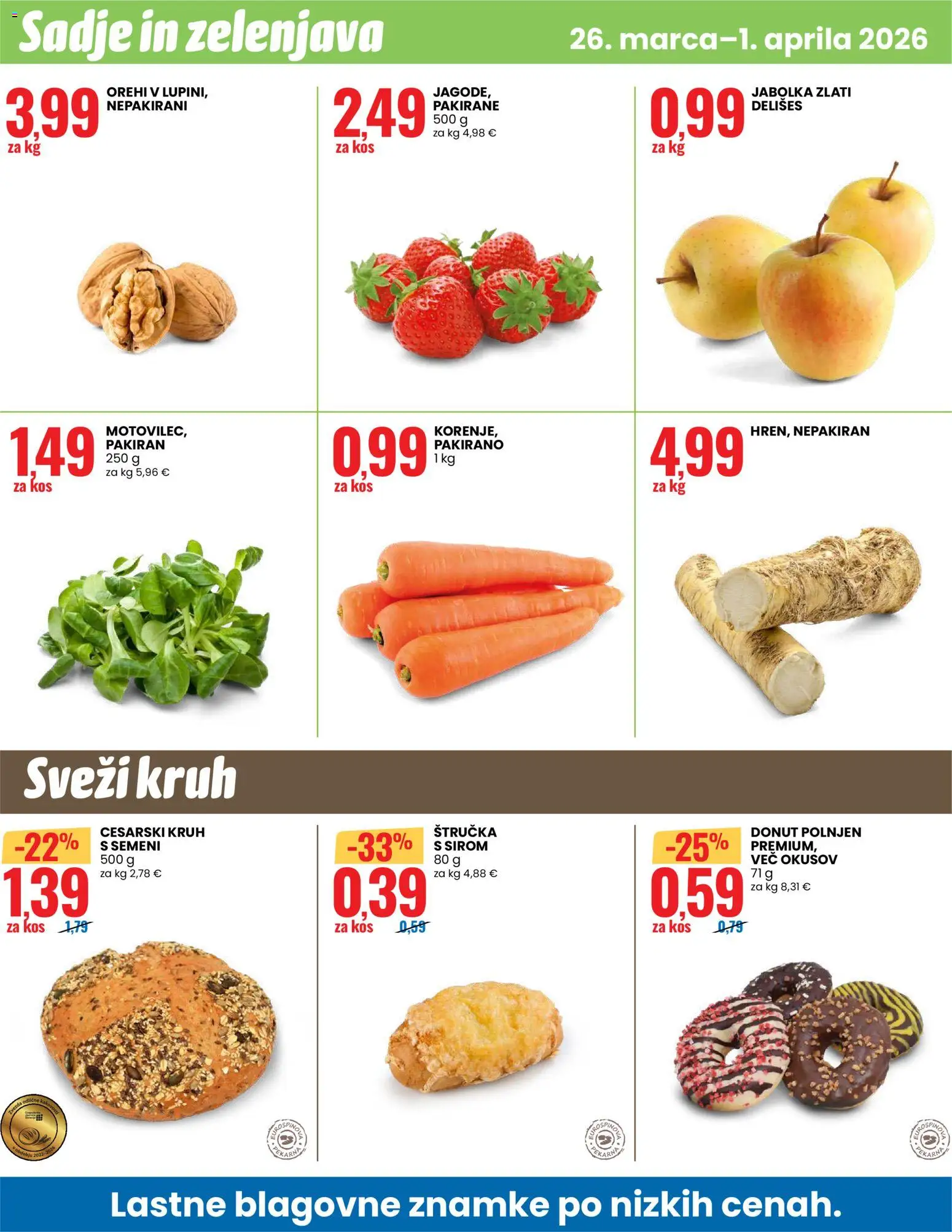 Novi Eurospin katalog ponudbe – veljaven od 26.03.2026 | Stran: 16 | Izdelki: Štručka, Kos, Kruh, Zelenjava