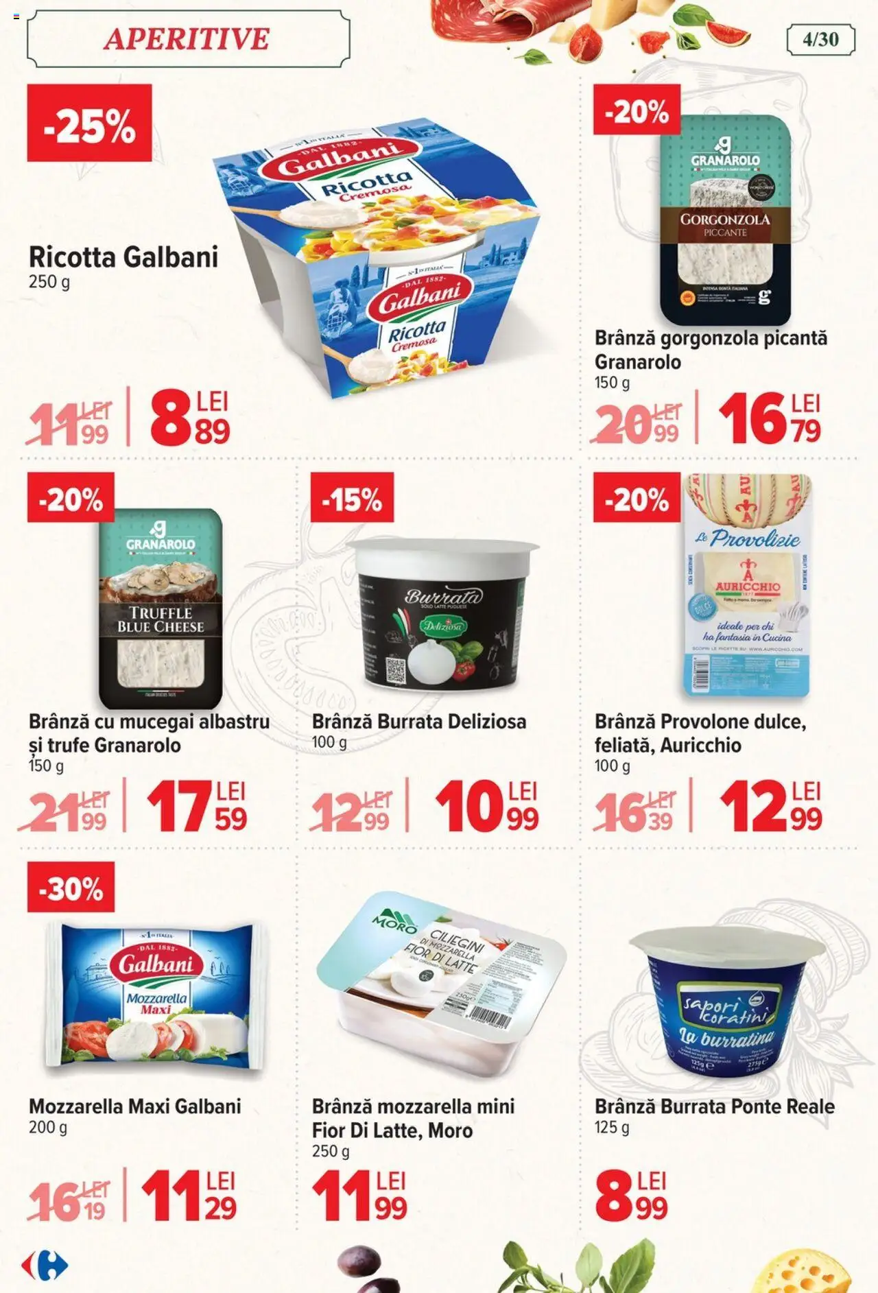 Carrefour catalog - Italian weeks – valabil de la 06.08.2025 | Pagină: 4 | Produse: Çift taraflı üst, Mozzarella, Brânză cu mucegai, Gorgonzola