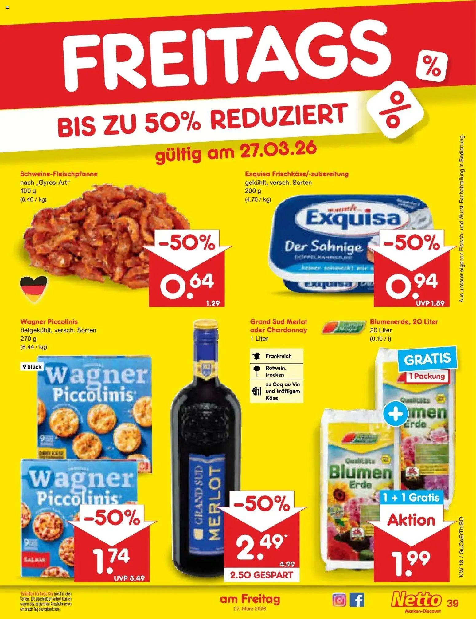Netto Marken-Discount Prospekt Glauchau	 – gültig ab 23.03.2026 | Seite: 55 | Produkte: Käse, Blumen, Exquisa, Piccolinis