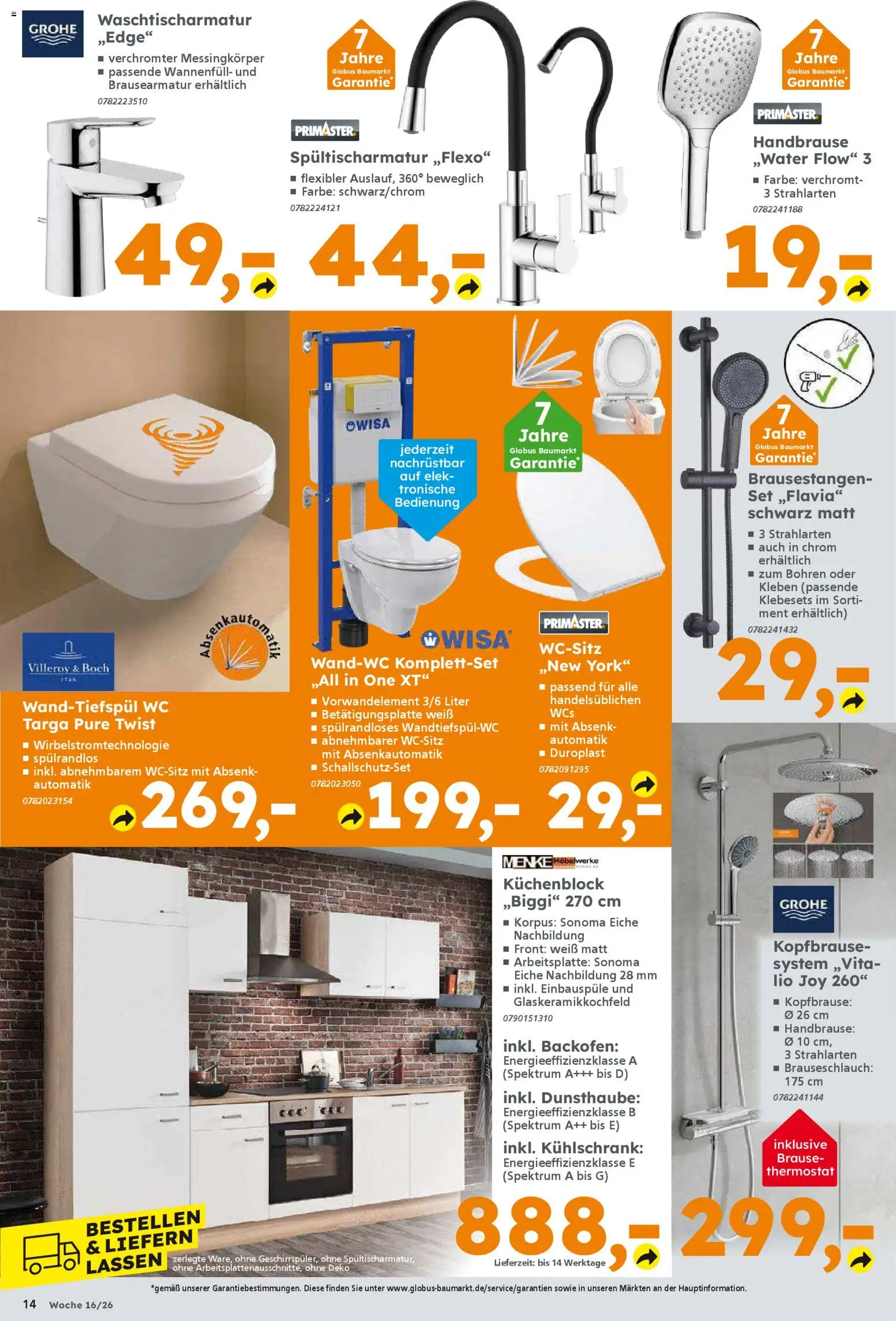 Globus Baumarkt Prospekt Zweibrücken	 – gültig ab 13.04.2026 | Seite: 14 | Produkte: Küchenblock, Kühlschrank, Backofen