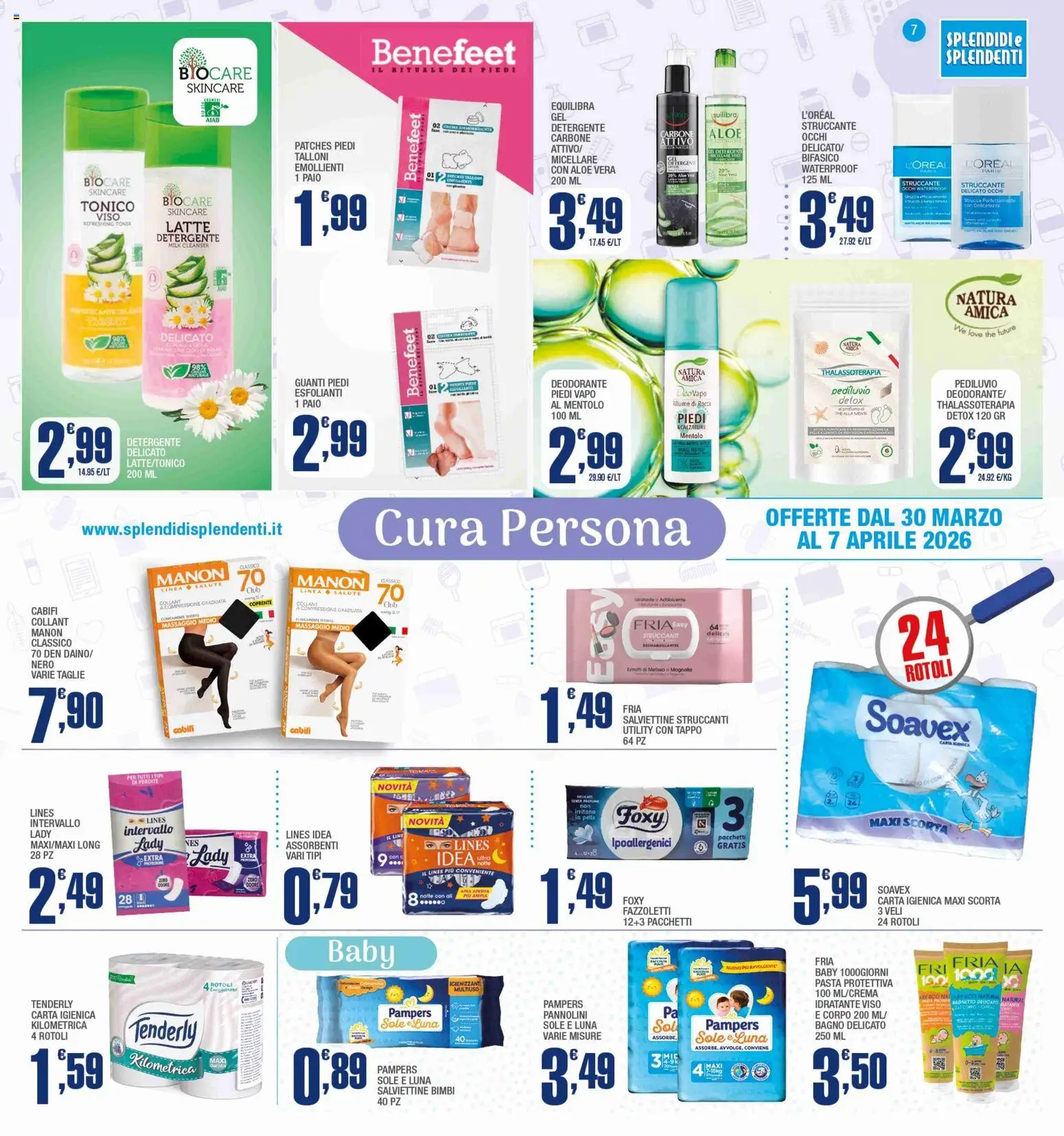 Volantino Splendidi e Splendenti del 30.03.2026 | Pagina: 7 | Prodotti: Detergente, Latte, Collant, Toner