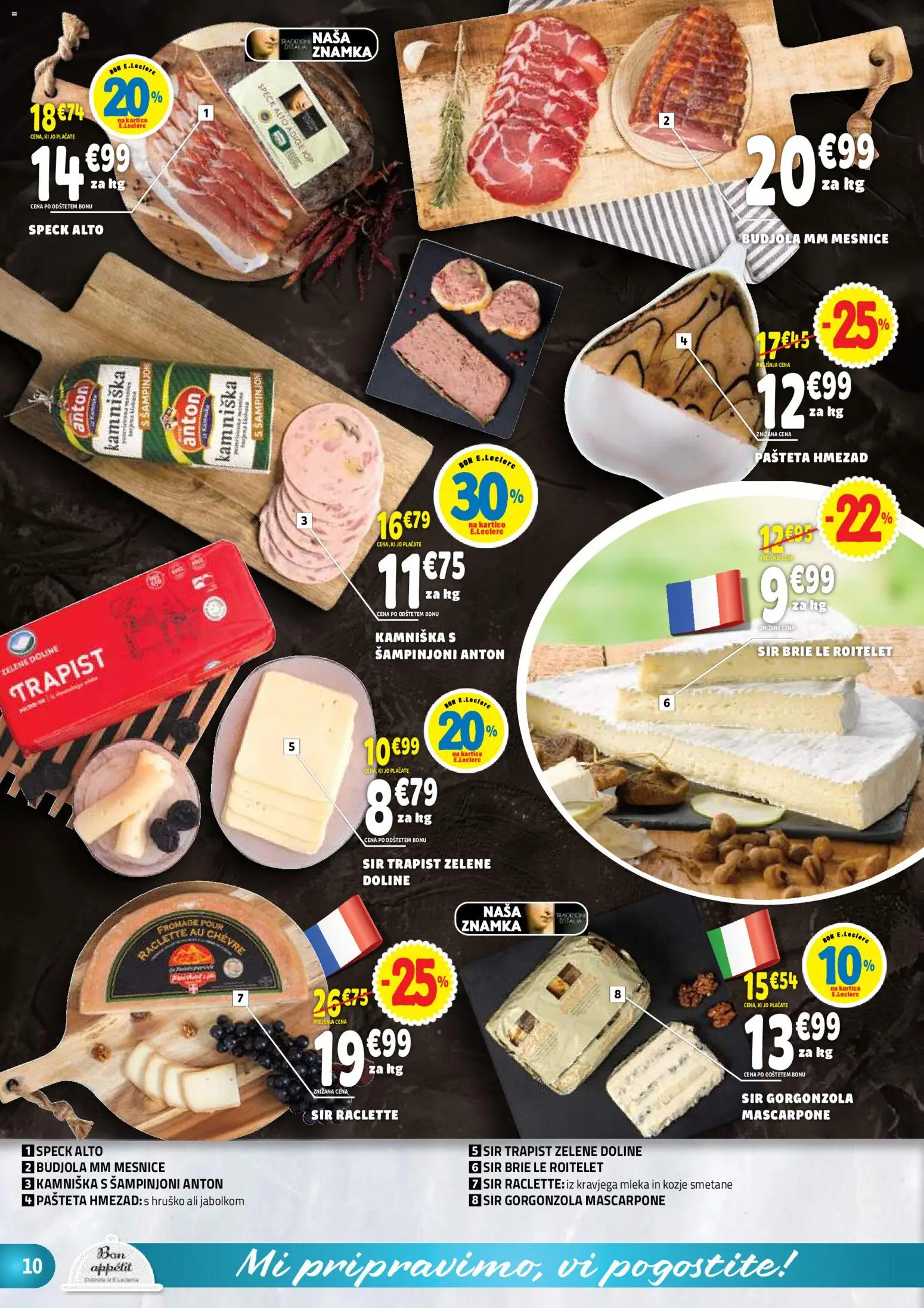 Novi E.leclerc katalog ponudbe – veljaven od 29.10.2025 | Stran: 10 | Izdelki: Pašteta, Sir