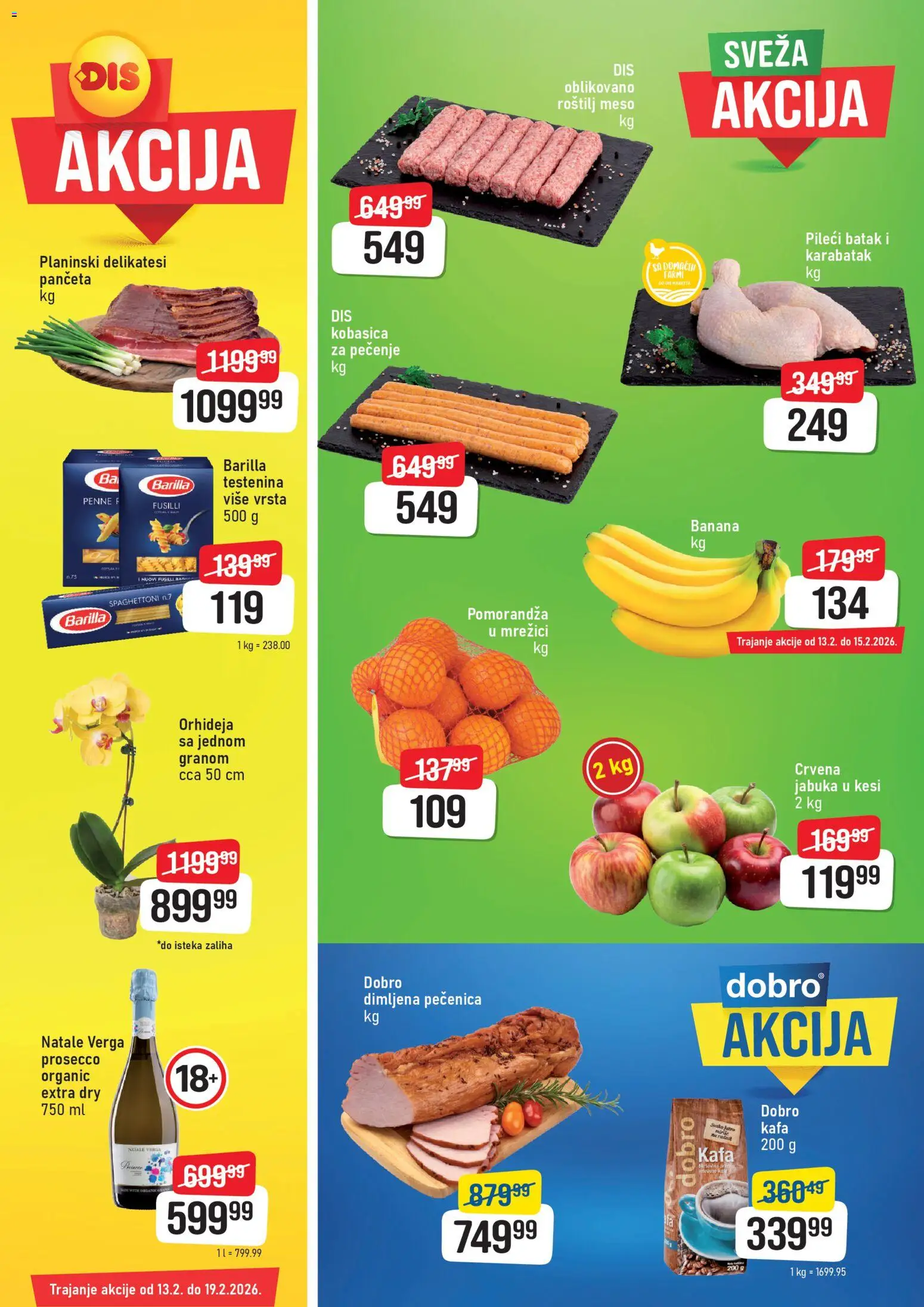 DIS katalog - važi od 13.02.2026 | Strana: 1 | Proizvode: Testenina, Pomorandza, Kafa, Roštilj
