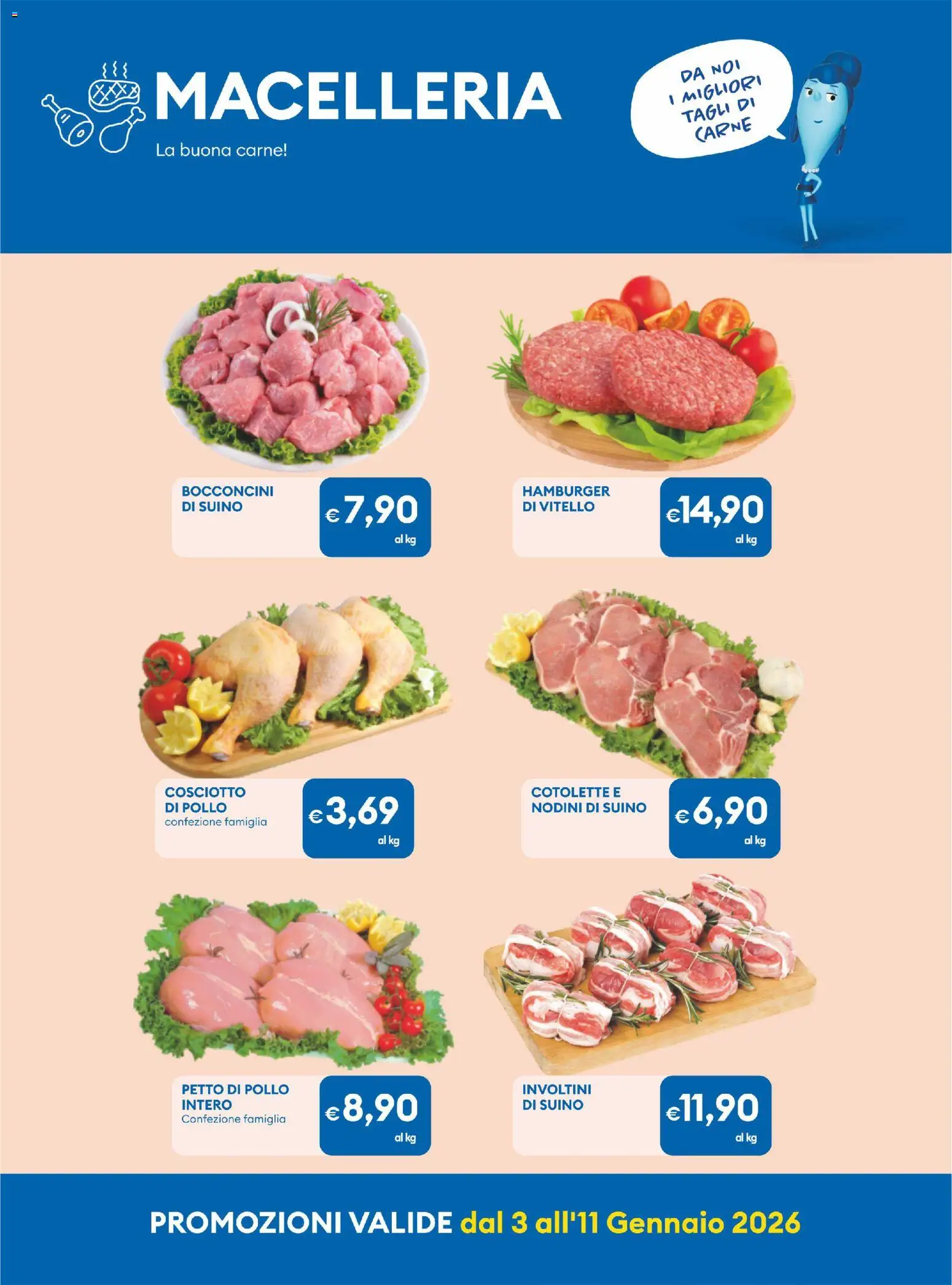 Volantino MD Discount del 03.01.2026 | Pagina: 14 | Prodotti: Pollo, Suino, Vitello, Hamburger