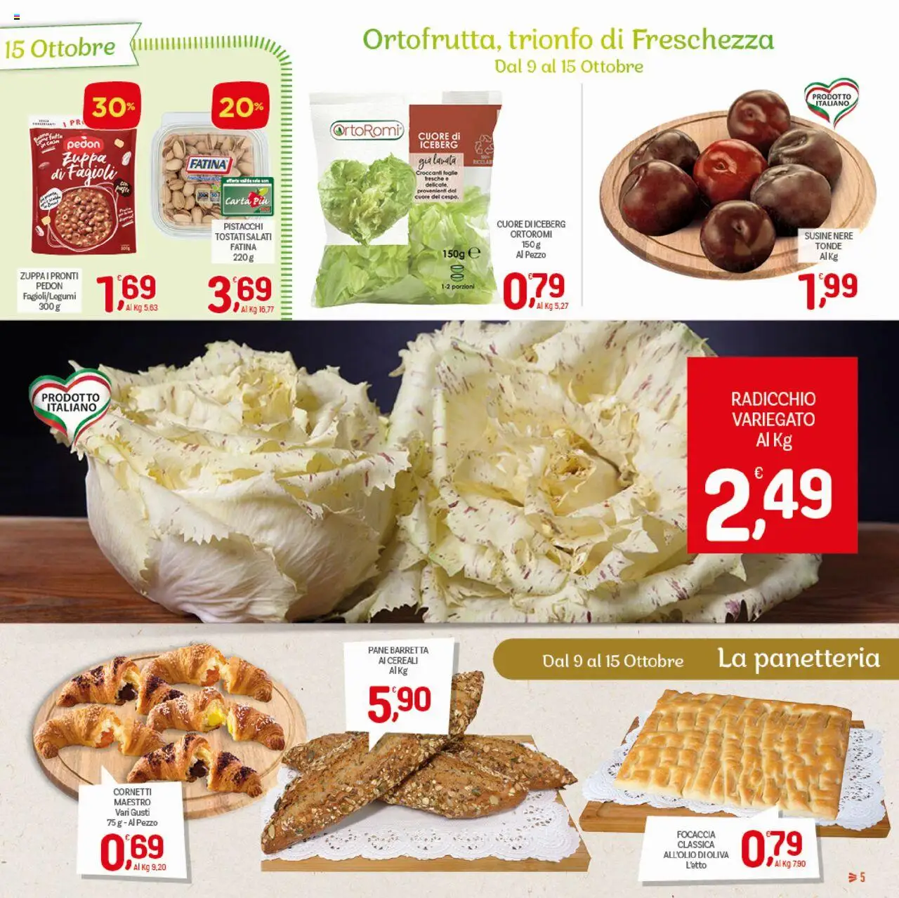 Volantino CRAI del 02.10.2025 | Pagina: 5 | Prodotti: Pane, Cereali, Fagioli, Pistacchi