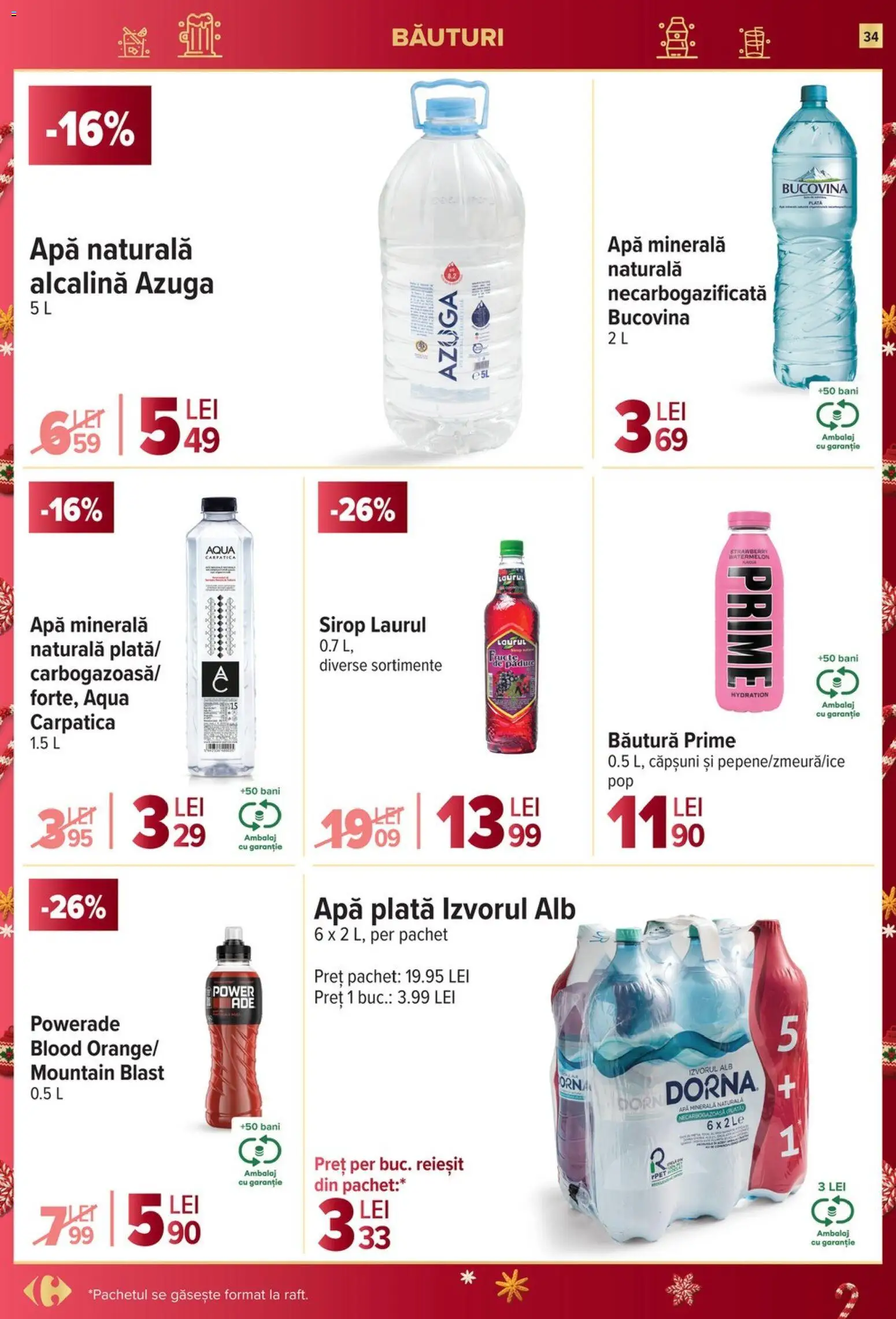 Noul catalog Carrefour – valabil de la 26.11.2025 | Pagină: 34 | Produse: Yazı tahtası kalemi, Căpșuni, Sirop, Apă