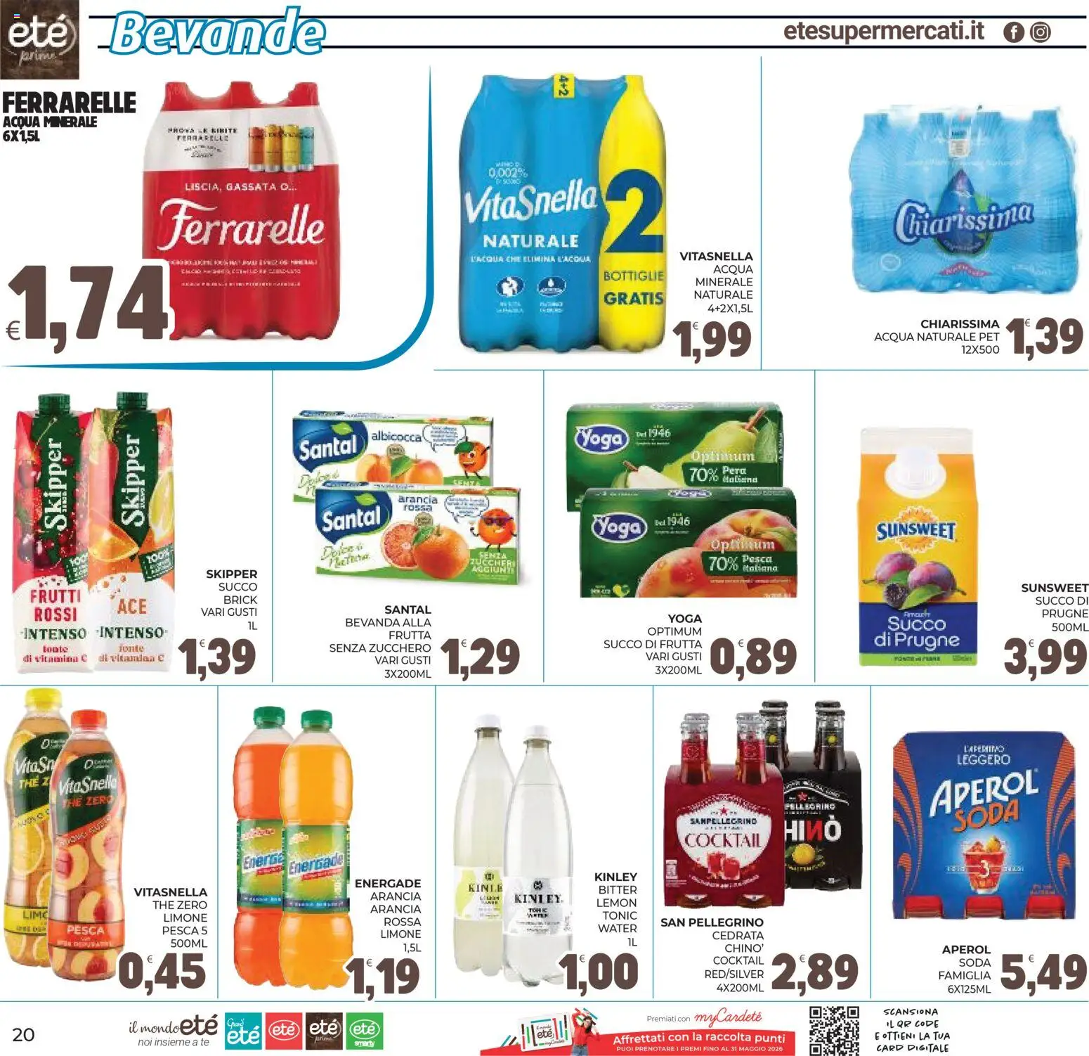 Volantino Eté del 29.04.2026 | Pagina: 20 | Prodotti: Pesca, Aperol, Cedrata, Ferrarelle