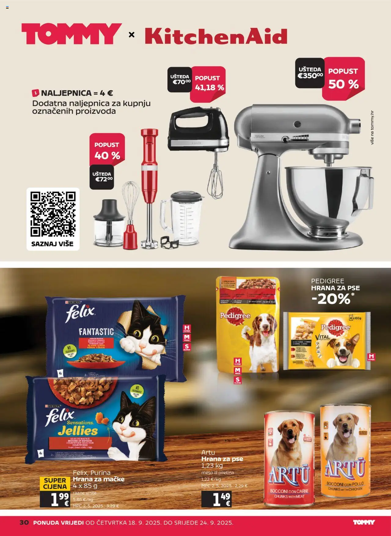 Tommy katalog | vrijedi od 18.09.2025 | Stranica: 30 | Proizvodi: Meso, Piletina, Hrana za pse, Hrana za mačke
