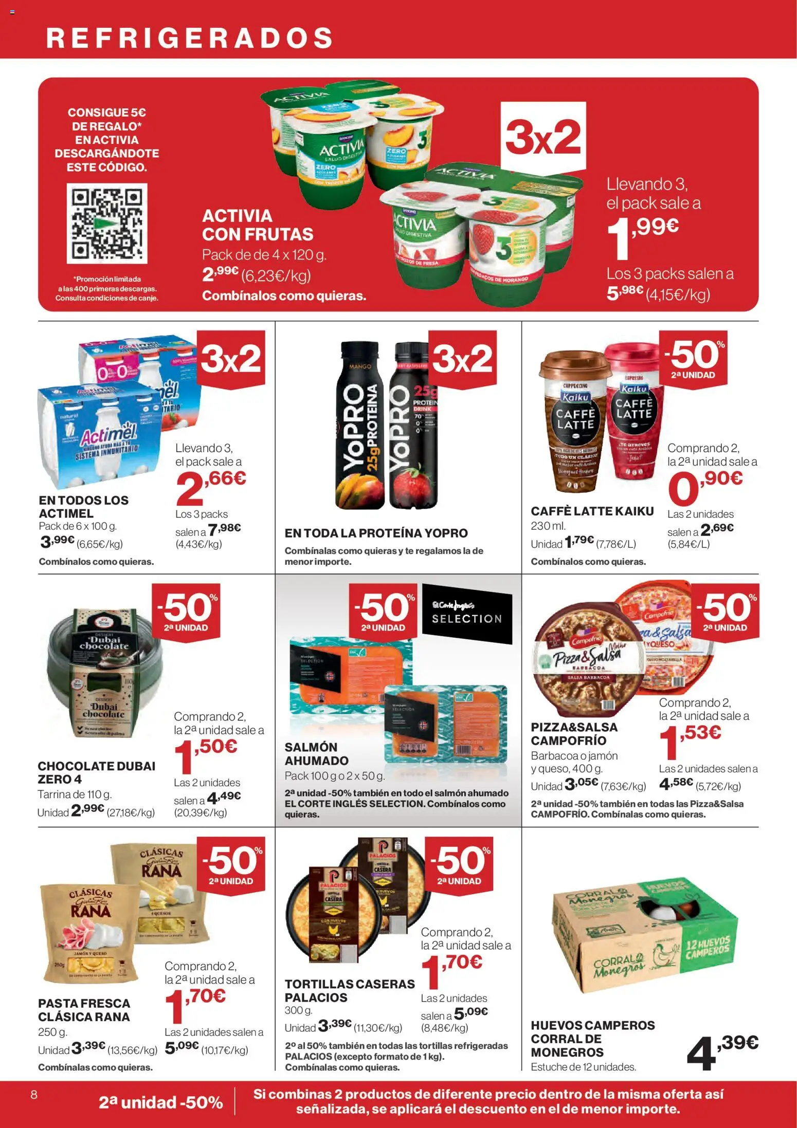 El Corte Inglés ofertas │ válido desde el 12.03.2026 | Página: 8 | Productos: Huevos, Pizza, Pasta, Té