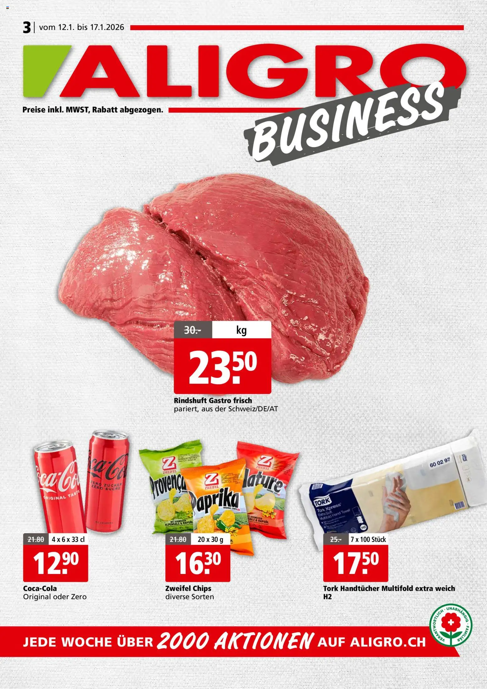 Aligro Aktionen Businesskunden - Chavannes, Matran, Genf, Sitten – gültig ab 12.01.2026 | Seite: 1 | Produkte: Rapsöl, Chips