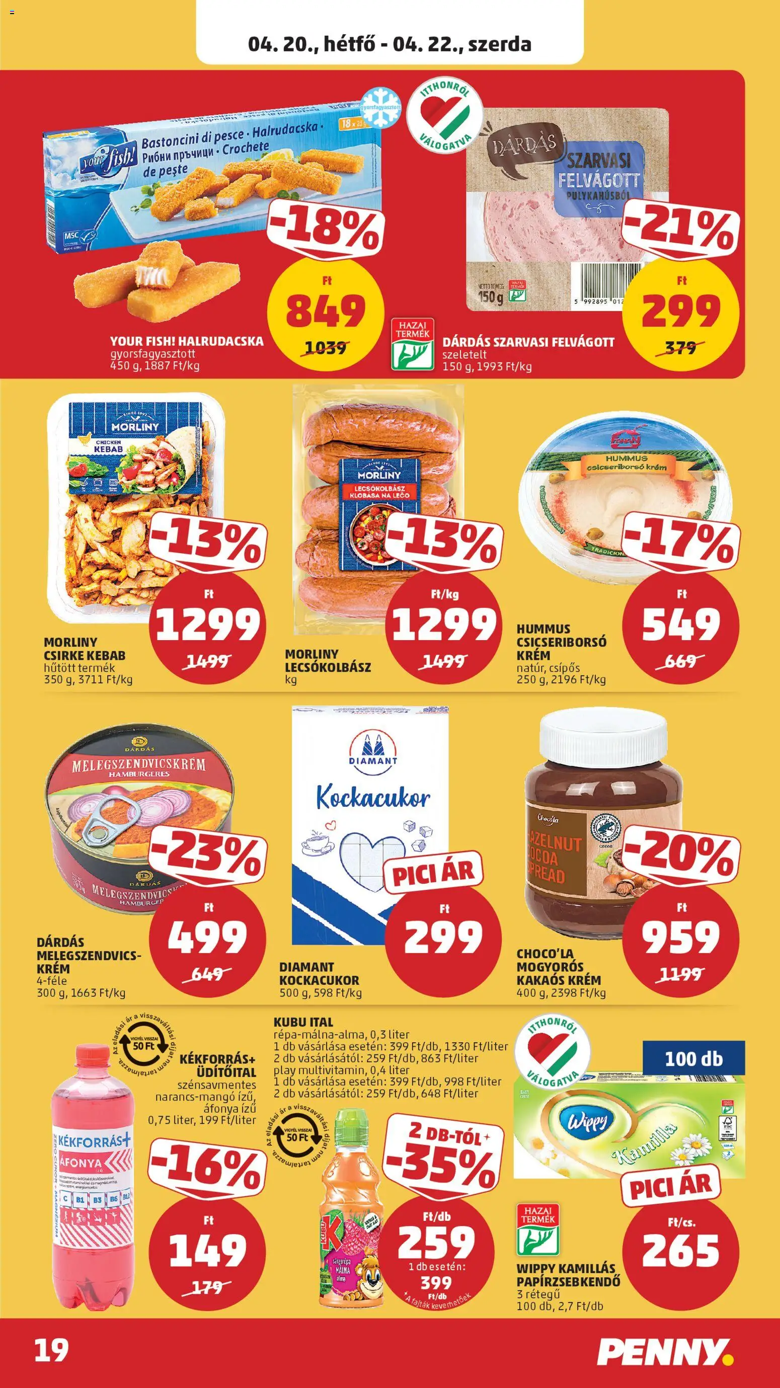 PENNY akciós ujság - amely érvényes a következő dátumtól: 16.04.2026 | Oldal: 23 | Termékek: Sárgarépa, Csicseriborsó, Lecsókolbász, Cukor