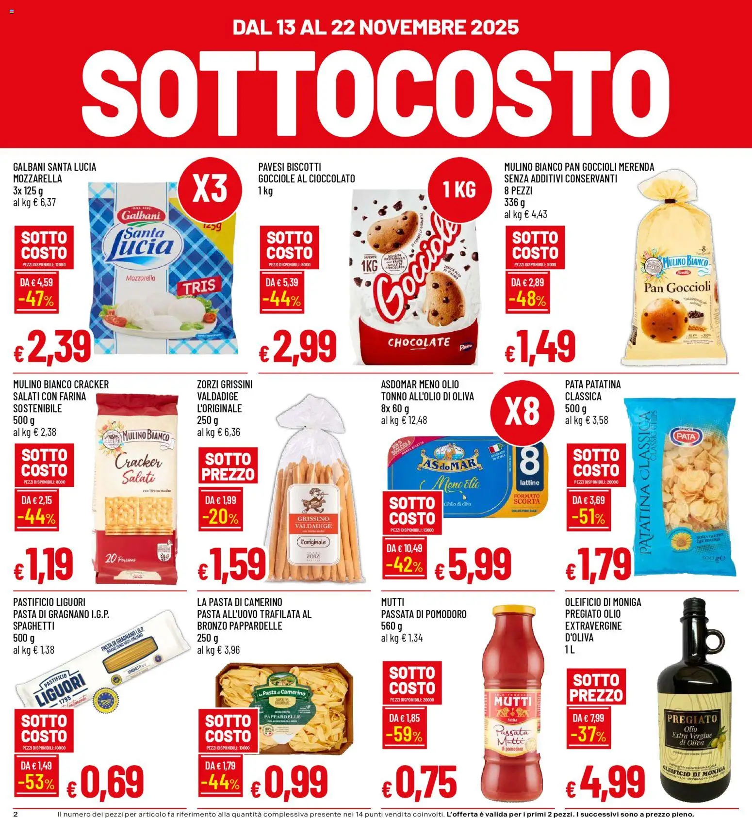 Volantino Famila del 13.11.2025 | Pagina: 2 | Prodotti: Biscotti, Olio, Pasta, Grissini