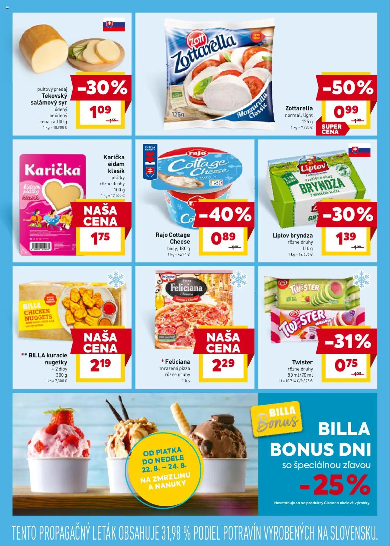 Billa leták │ platný od 20.08.2025 | Strana: 9 | Produkty: Syr, Pizza, Eidam, Chilli