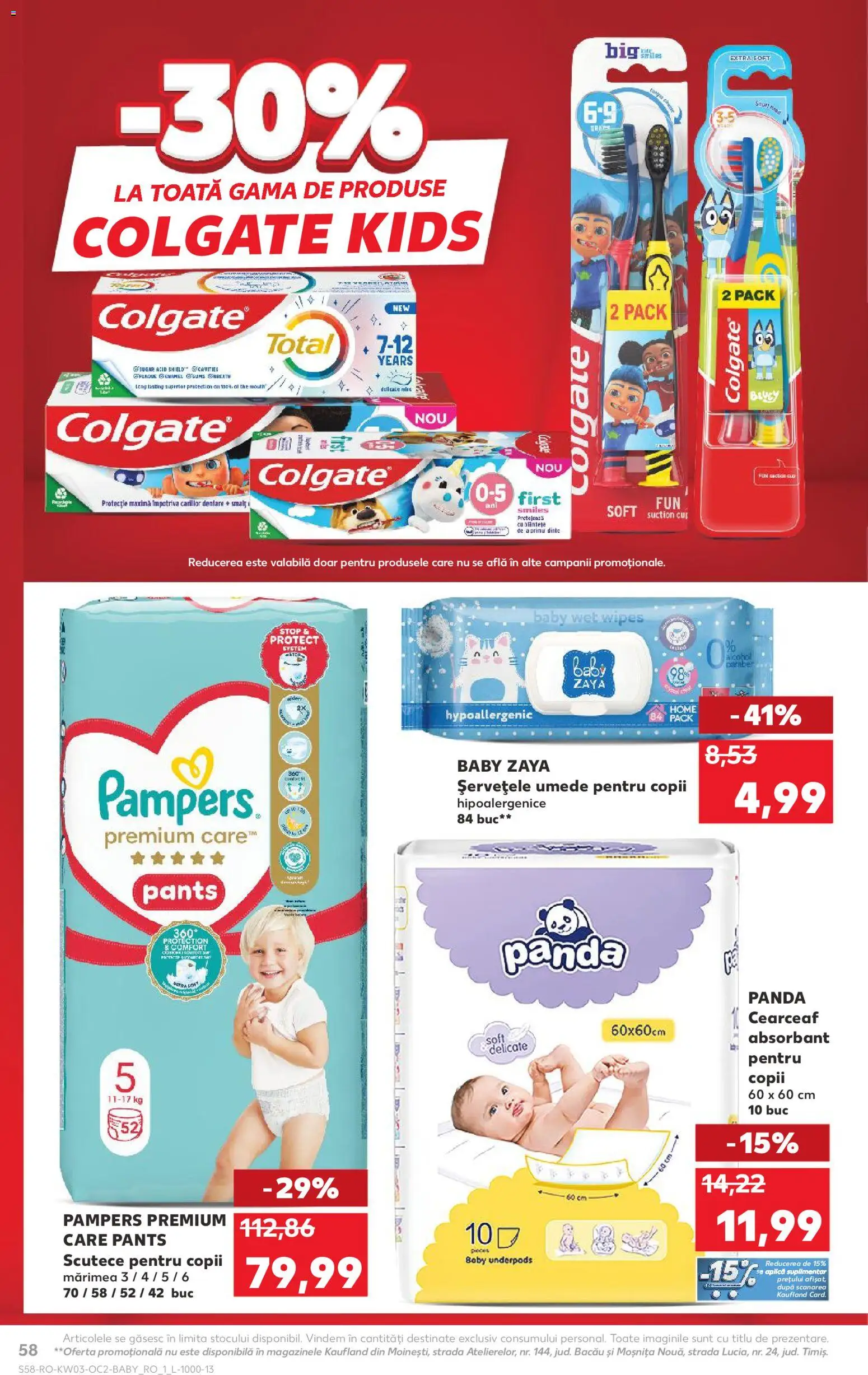 Kaufland RO akciós ujság - amely érvényes a következő dátumtól: 14.01.2026 | Oldal: 58 | Termékek: Pampers