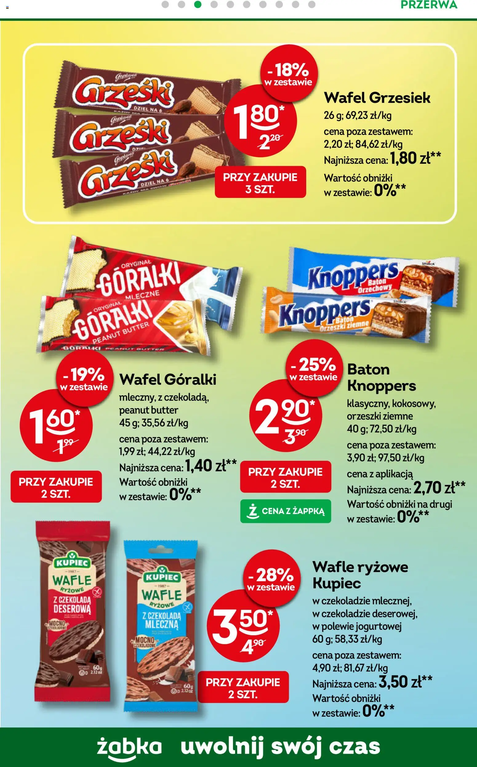 Żabka gazetka od 22.04.2026 | Strona: 74 | Produkty: Czekolada mleczna, Wafle ryżowe, Baton, Czekolada