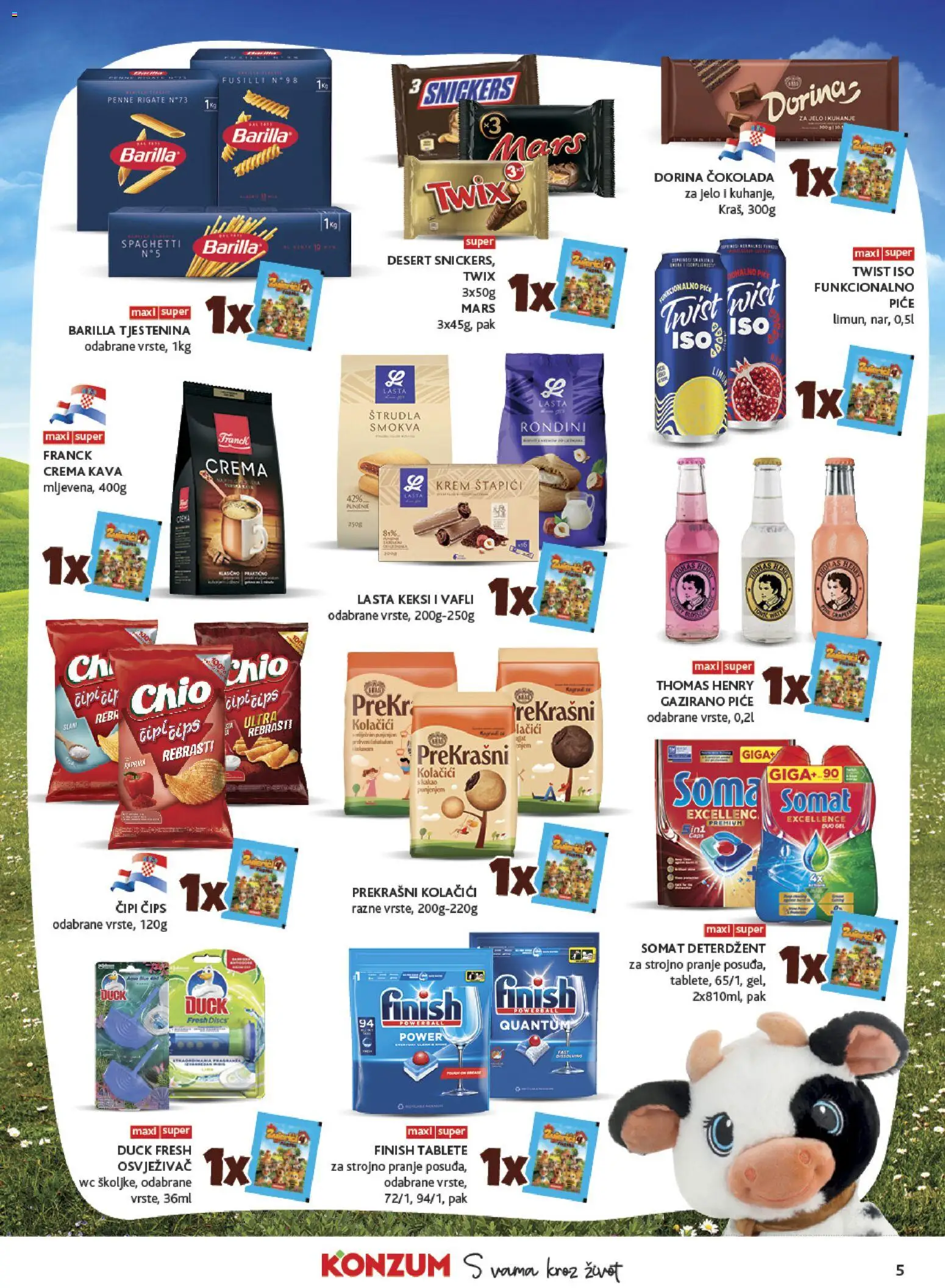 Konzum katalog | vrijedi od 04.02.2026 | Stranica: 5 | Proizvodi: Čokolada, Vafli, Finish, Barilla