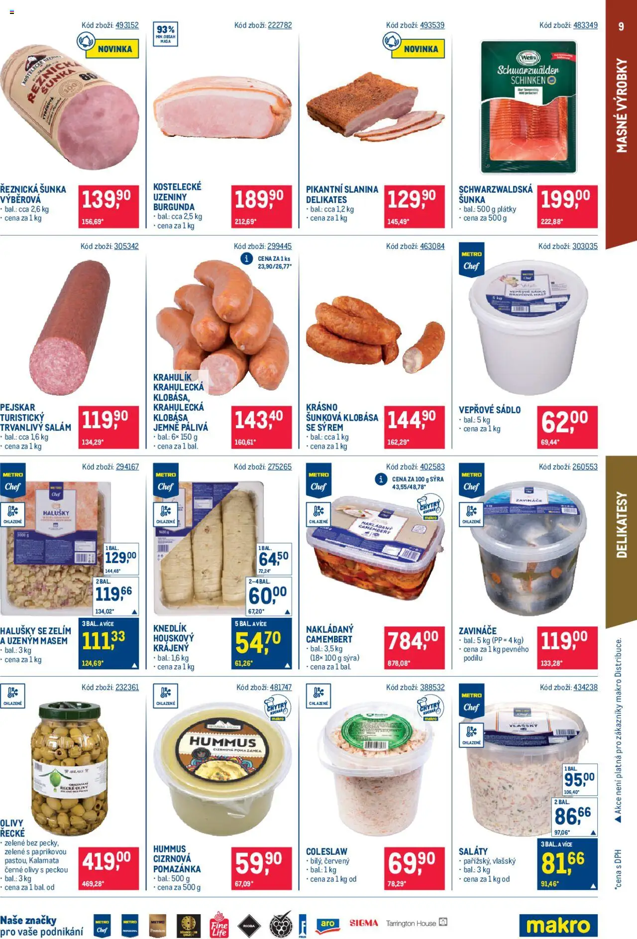 Makro leták - Gastronomie od 13.08.2025 | Strana: 9 | Produkty: Hummus, Klobása, Uzeniny, Halušky