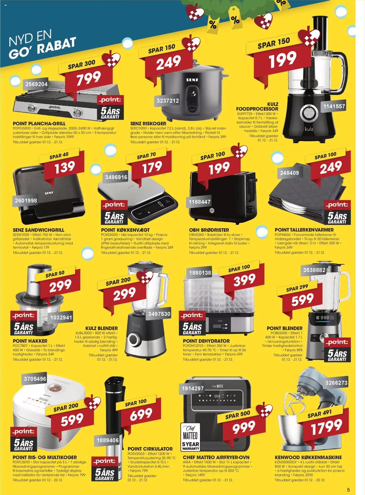 Punkt1 tilbudsavis – gyldig fra 01.12.2025 | Side: 5 | Produkter: Ris, Foodprocessor, Køkkenvægt, Grill