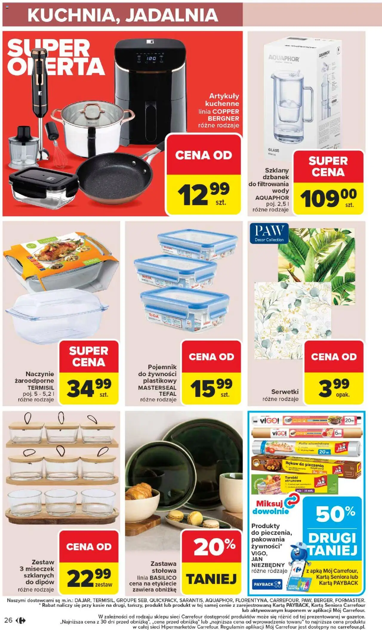 Carrefour Gazetka - Łap okazje od 09.10.2025 | Strona: 26 | Produkty: Karta, Dzbanek, Tefal, Torebki