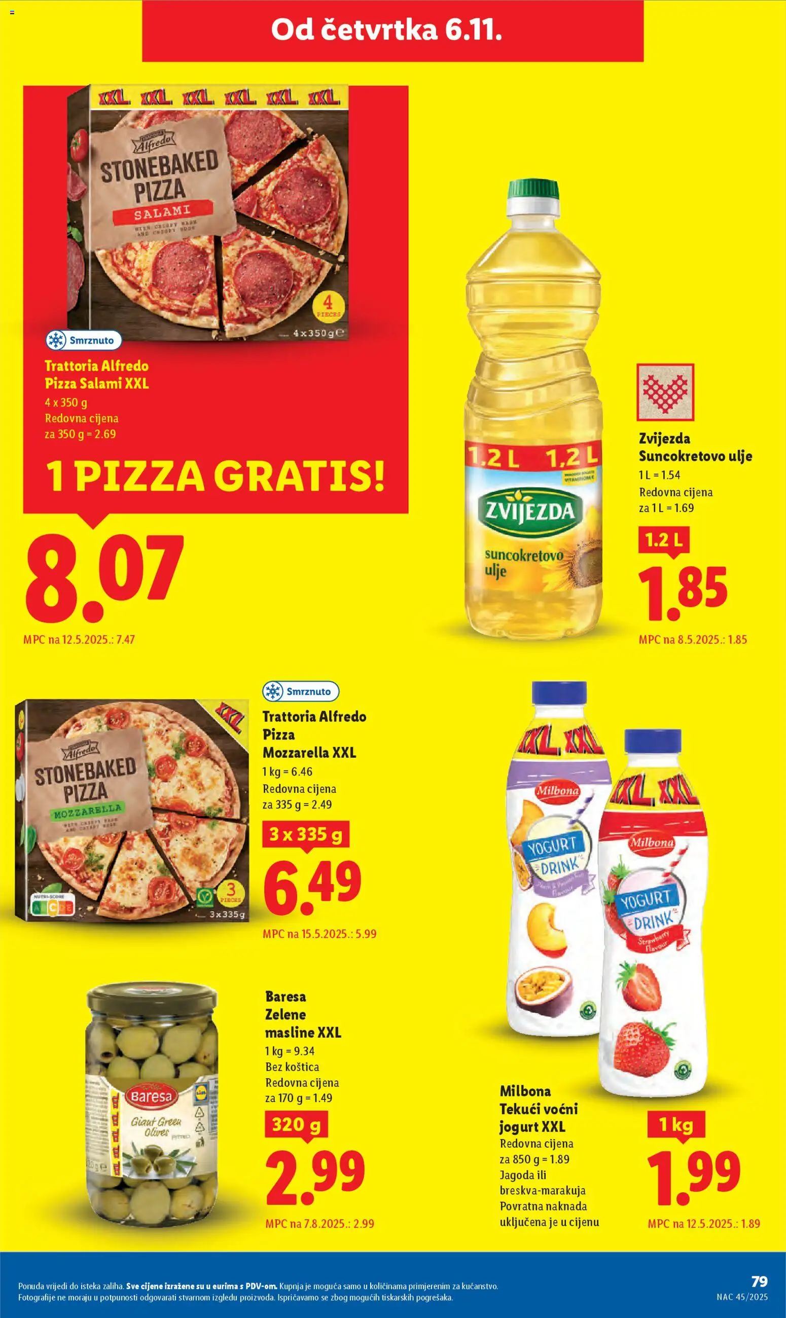 Lidl katalog | vrijedi od 03.11.2025 | Stranica: 79 | Proizvodi: Mozzarella, Ulje, Voćni jogurt, Pizza