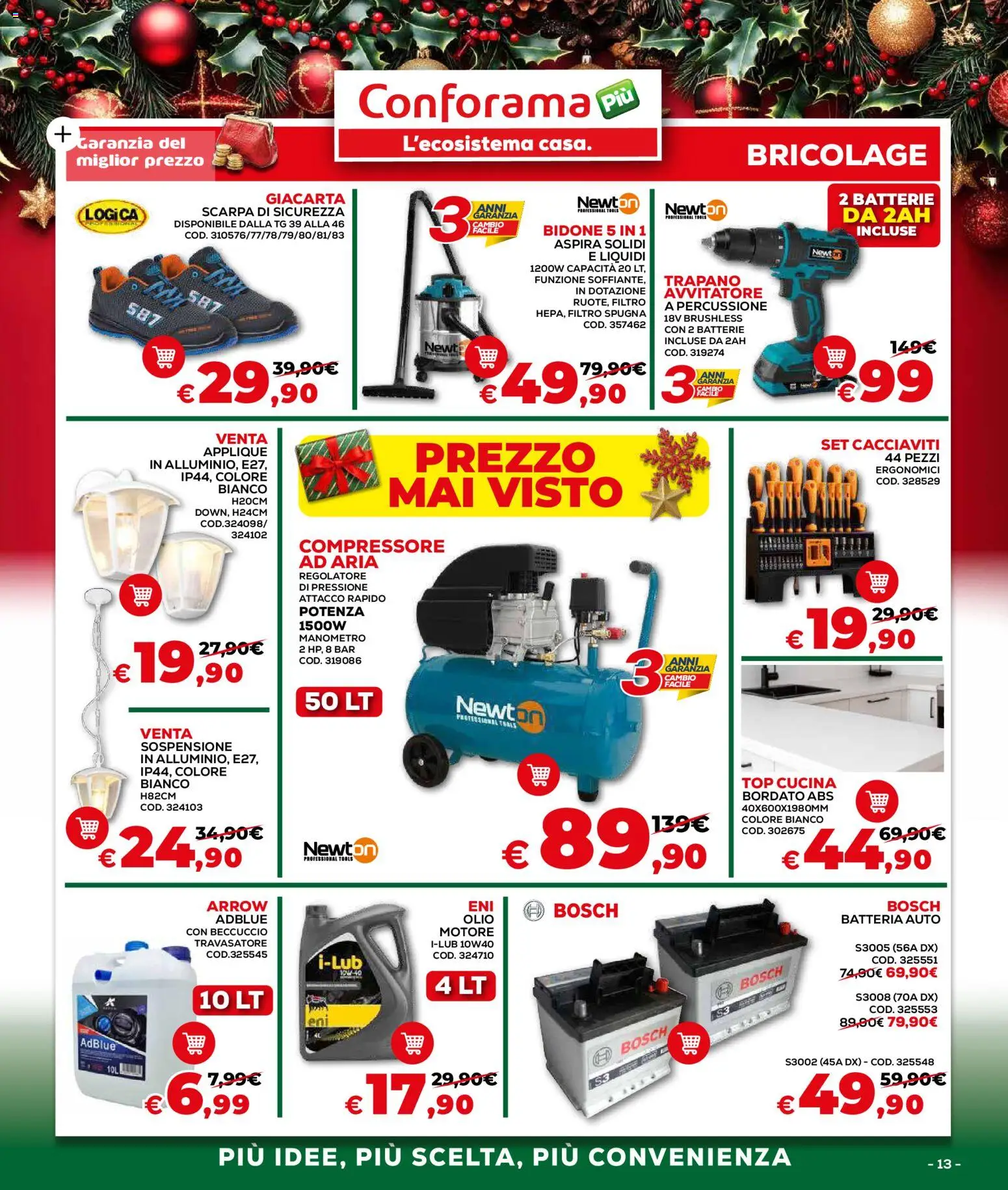 Volantino Conforama del 04.12.2025 | Pagina: 13 | Prodotti: Spugna, Compressore, Top, Batteria