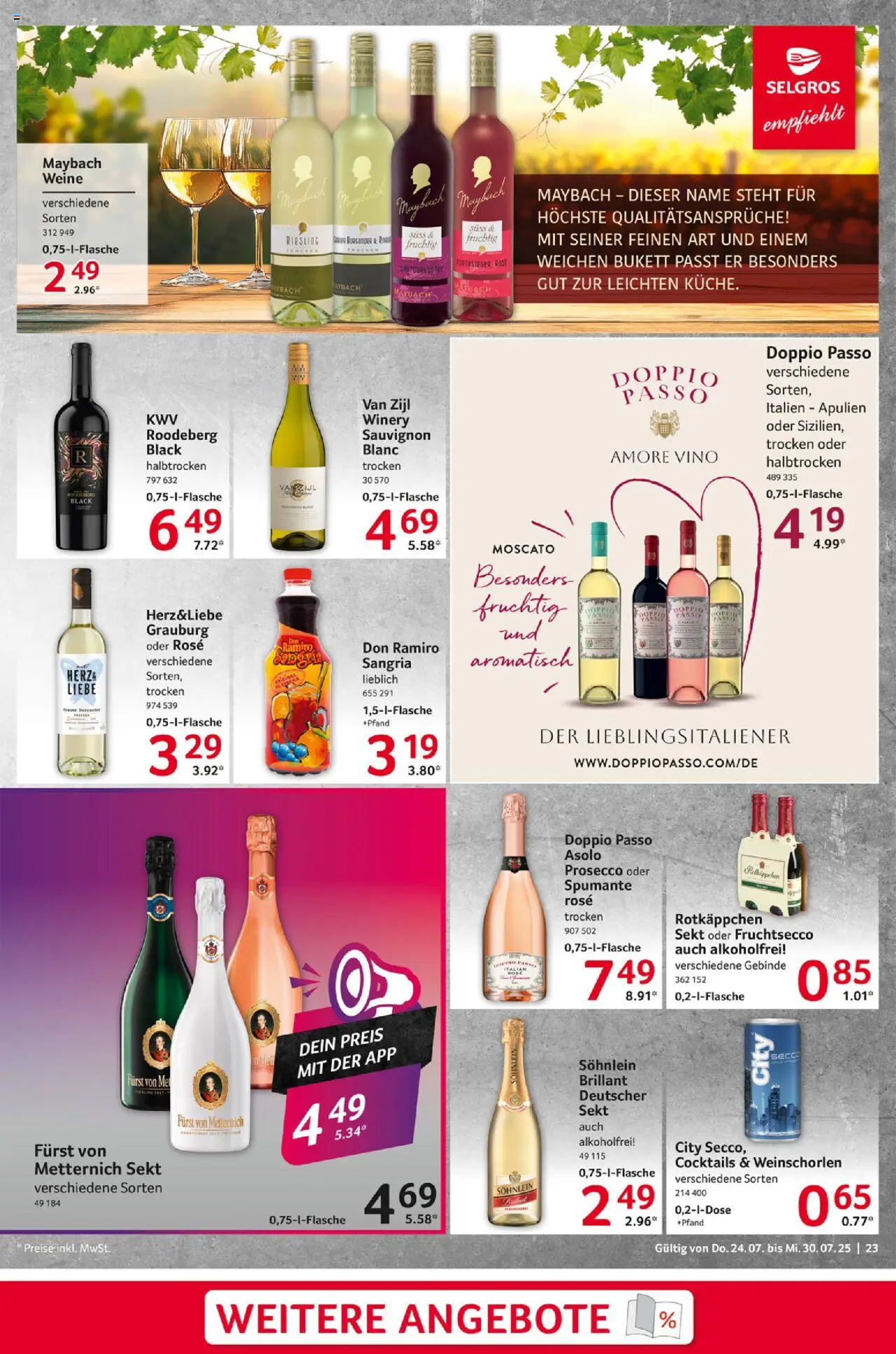 Selgros Prospekt 	 - gültig ab dem 24.07.2025 | Seite: 23 | Produkte: Sekt, Fruchtsecco, Prosecco, Rotkäppchen