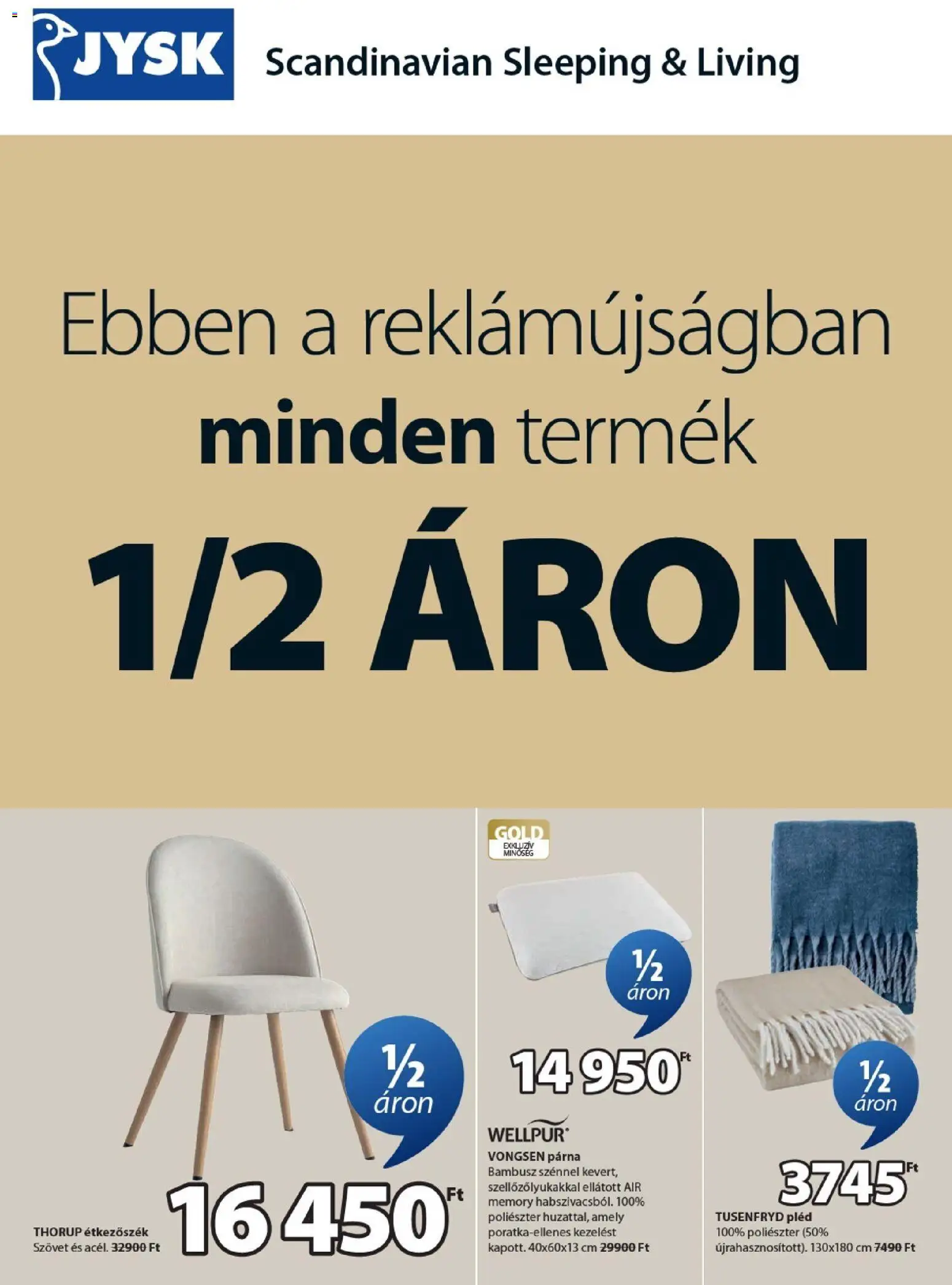 JYSK akciós ujság - amely érvényes a következő dátumtól: 25.02.2026 | Oldal: 1 | Termékek: Párna, Étkezőszék, Pléd
