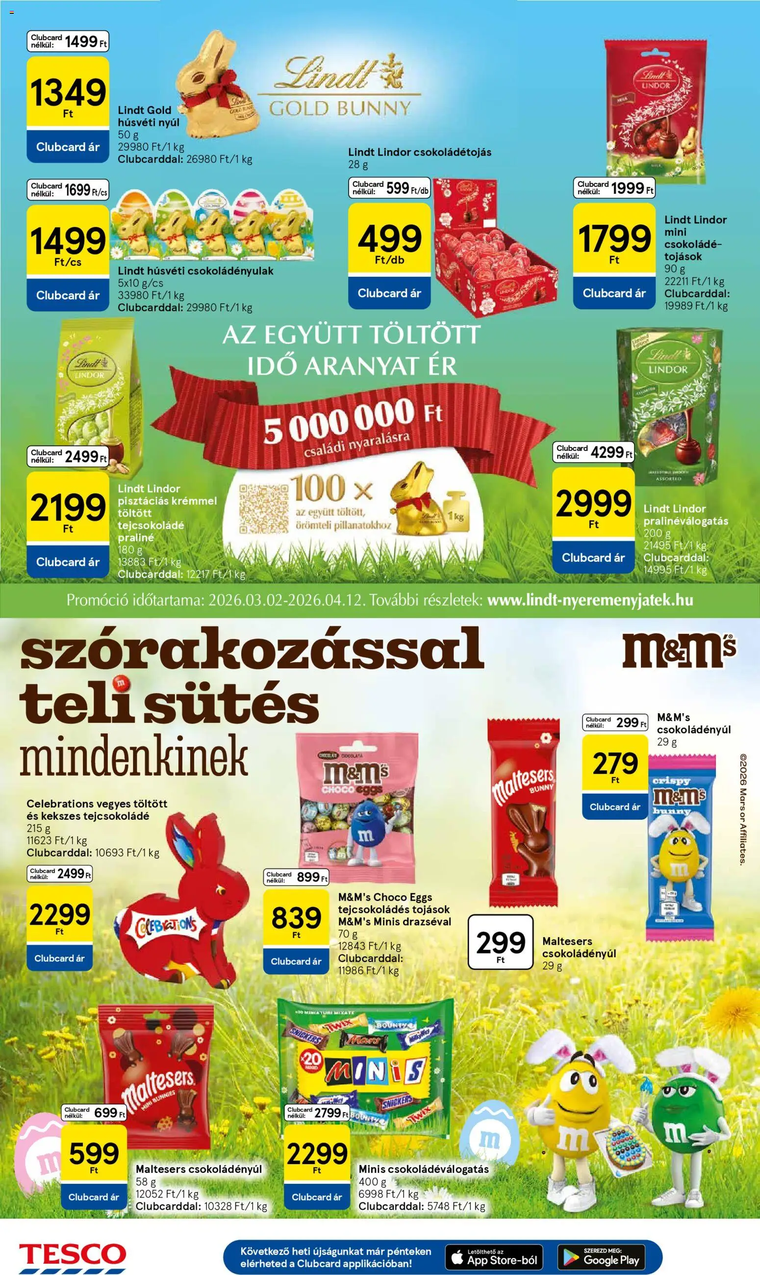 Tesco akciós ujság - amely érvényes a következő dátumtól: 26.03.2026 | Oldal: 24 | Termékek: Praliné, Tejcsokoládé, Snickers, Csokoládé