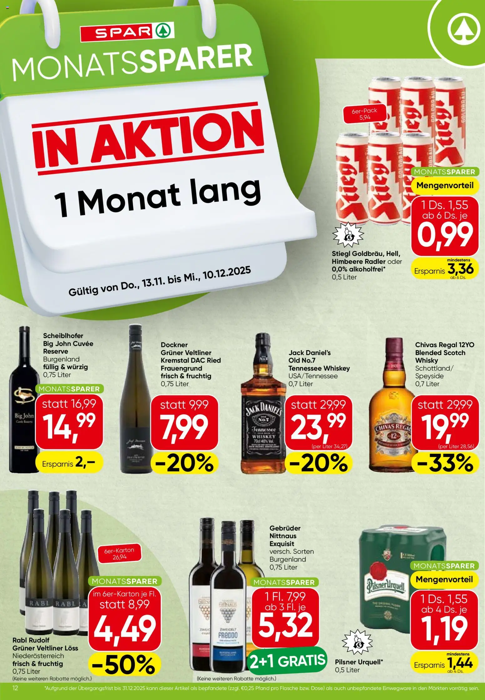 Spar Monatssparer - Salzburg gültig ab 13.11.2025 | Seite: 3 | Produkte: Whiskey, Himbeere, Regal