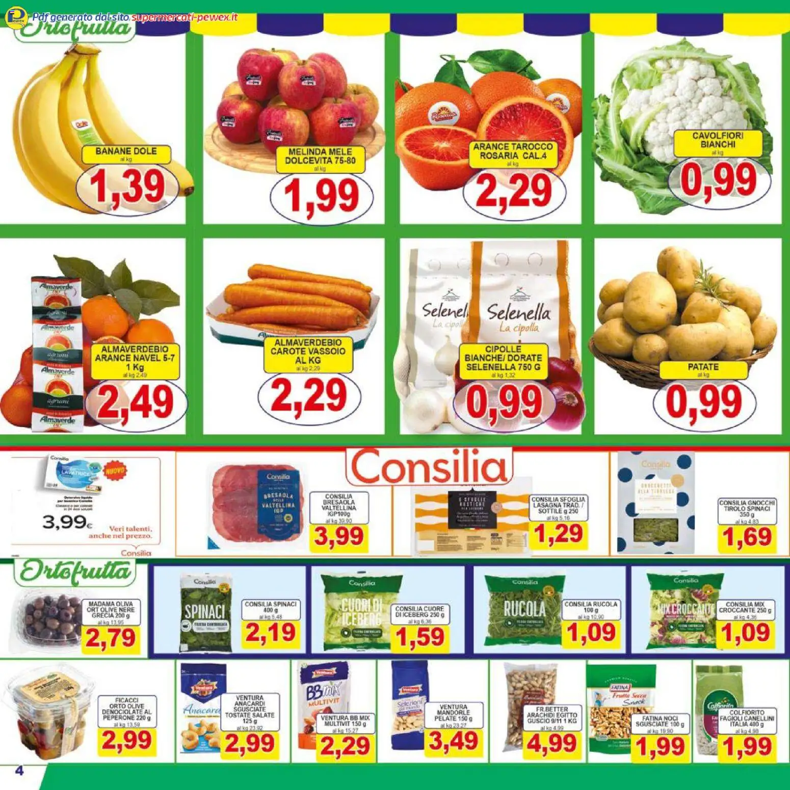 Volantino Pewex del 16.01.2026 | Pagina: 4 | Prodotti: Mele, Tè, Bresaola, Noci