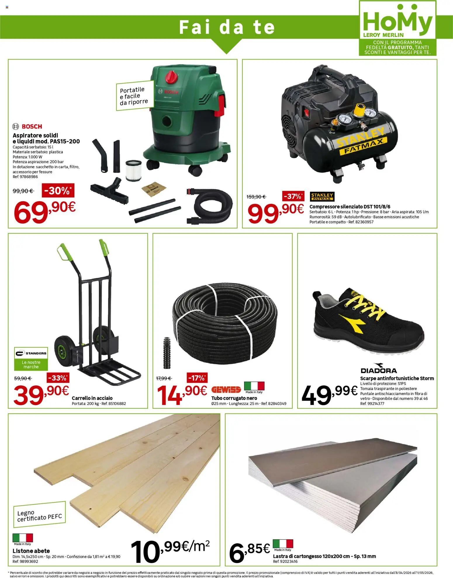 Volantino Leroy Merlin del 08.04.2026 | Pagina: 17 | Prodotti: Tè, Compressore, Tubo, Carrello