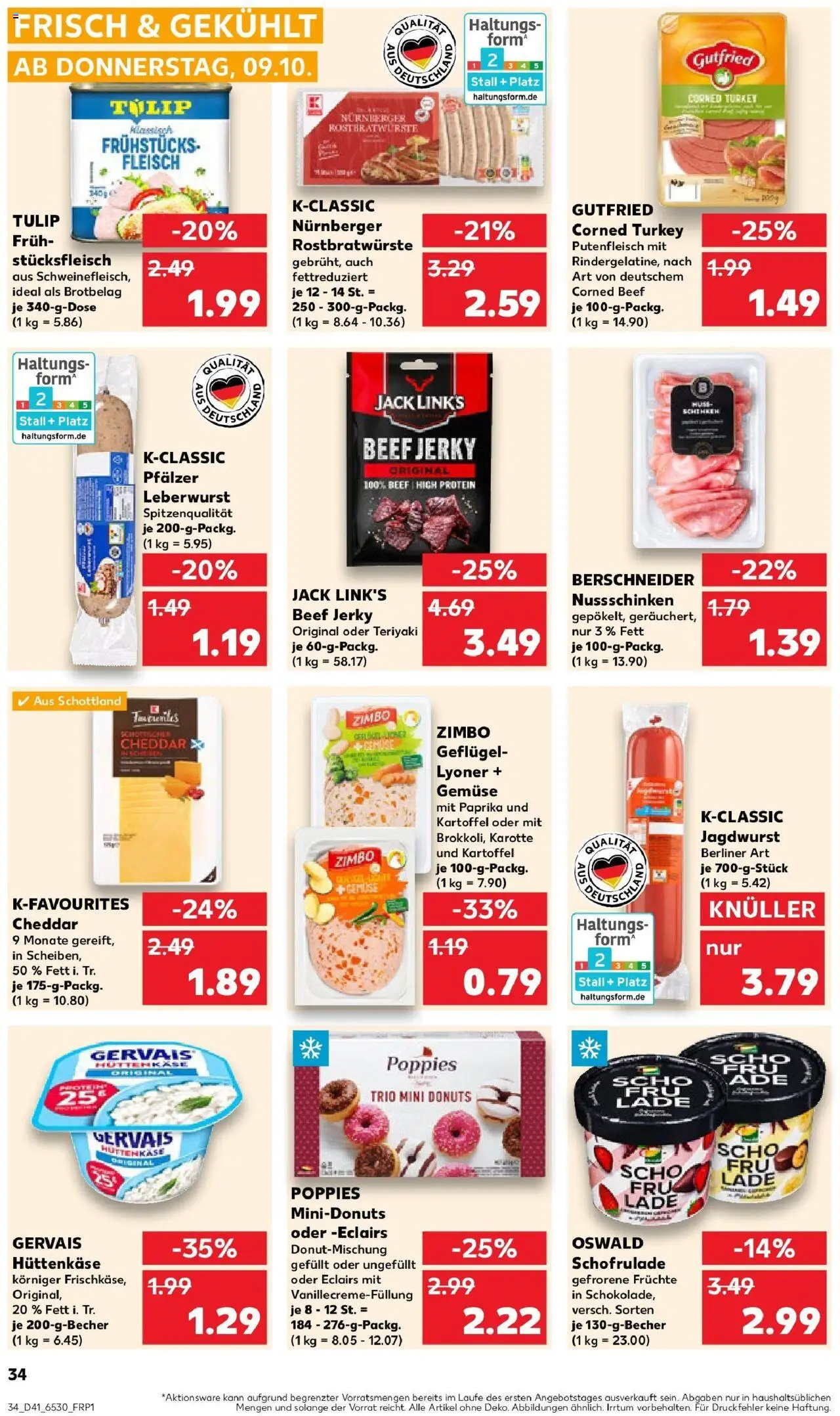 Kaufland prospekt Neustrelitz	 – gültig ab 13.10.2025 | Seite: 34 | Produkte: Donuts, Karotte, Fleisch, Hüttenkäse