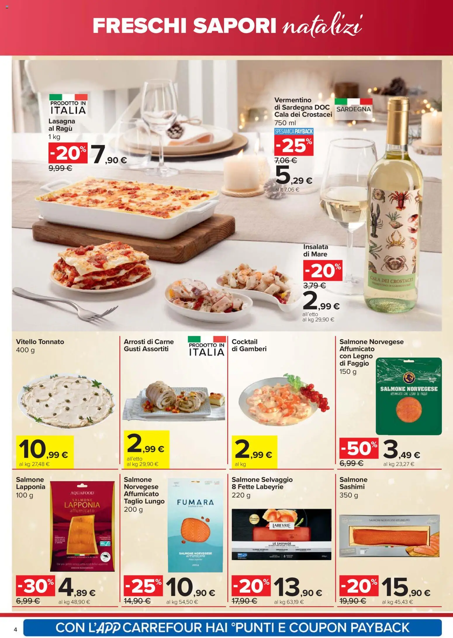 Volantino Carrefour del 18.12.2025 | Pagina: 4 | Prodotti: Insalata, Lasagna, Ragú, Vitello