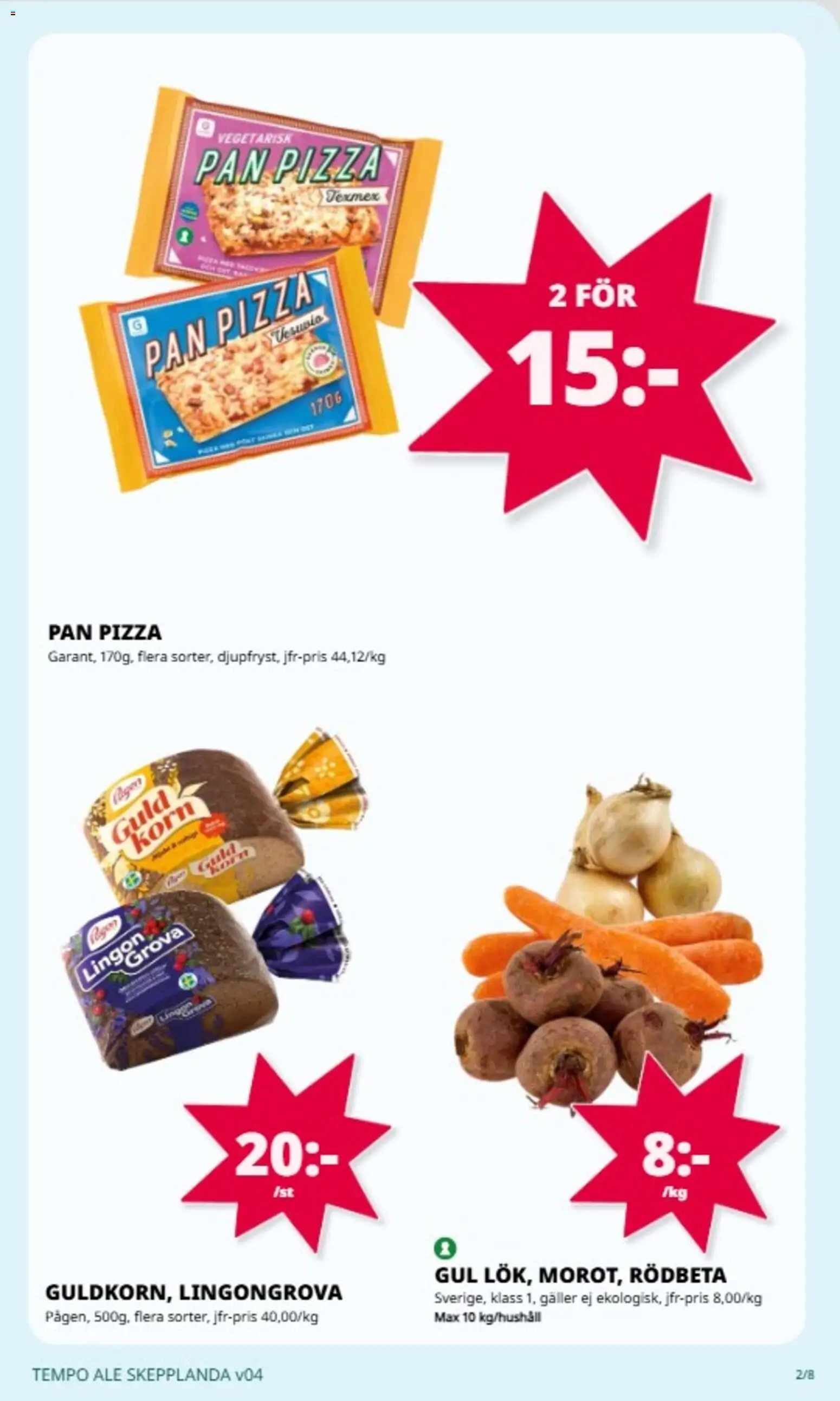 Tempo reklamblad aktuell från 19.01.2026 | Sida: 2 | Produkter: Lingongrova, Galler, Rödbeta, Pizza