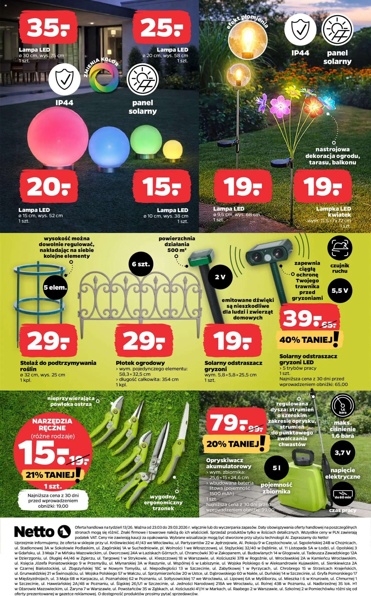 Netto gazetka od poniedziałku NonFood od 23.03.2026 | Strona: 3 | Produkty: Opryskiwacz, Bateria, Lampa