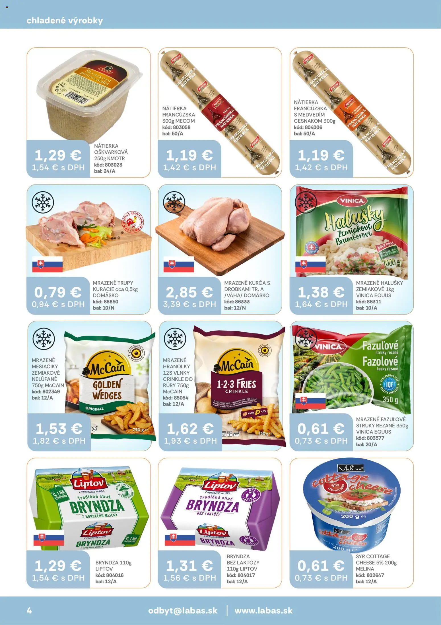 Nové Labaš akcie – leták je platný od 10.04.2026 | Strana: 4 | Produkty: Syr, Bryndza, Kurča