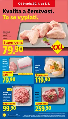 Náhled letáku Mělněné vepřové maso, 1 kg, 30 % tuku, masný polotovar, chlazený, vakuově baleno od 30.04.2026 | Strana: 14 | Produkty: Vepřová pečeně, Hovězí kližka, Maso, Kuře