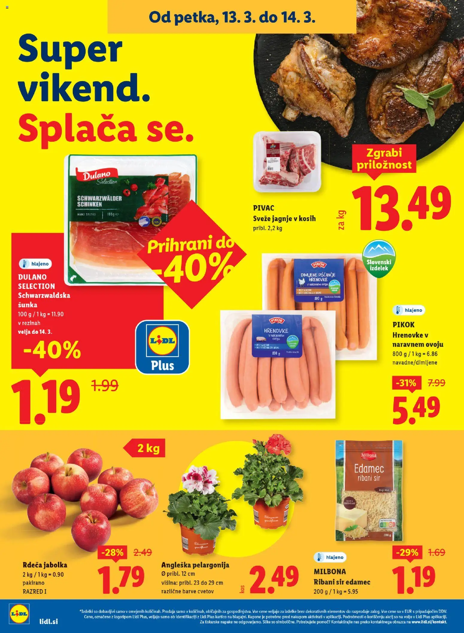 Novi Lidl katalog ponudbe – veljaven od 12.03.2026 | Stran: 38 | Izdelki: Hrenovke, Edamec, Sir, Jabolka