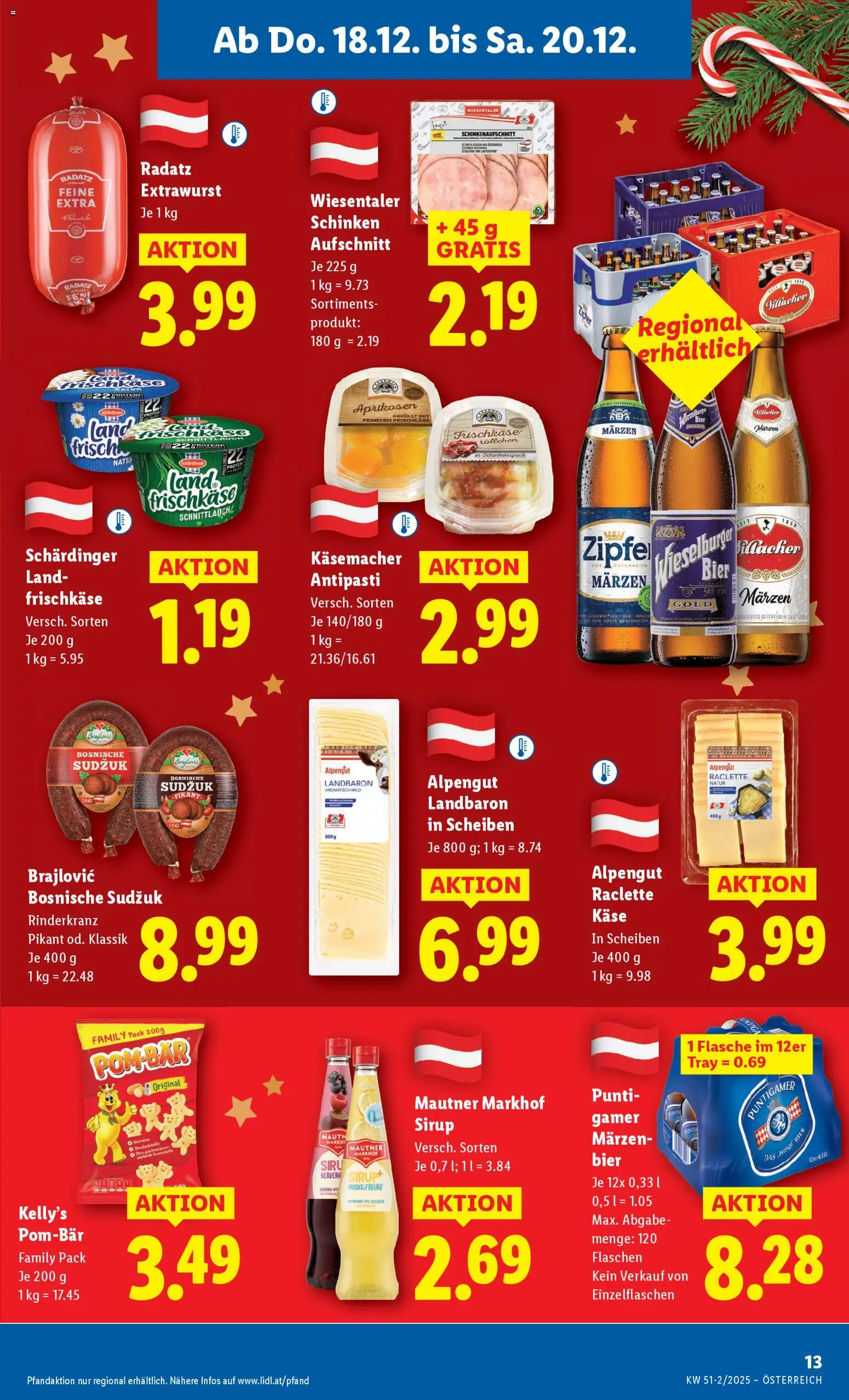 Lidl Flugblatt gültig ab 18.12.2025 | Seite: 15 | Produkte: Zucker, Käse, Schinken, Bier